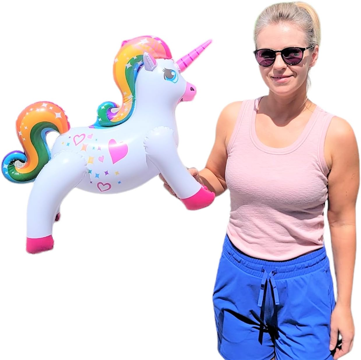 Large Colorful Blow-Up Rainbow Unicorns (24 Inches) Inflatable Birthday Party Pool Decoration. (6 Pack) image number 3