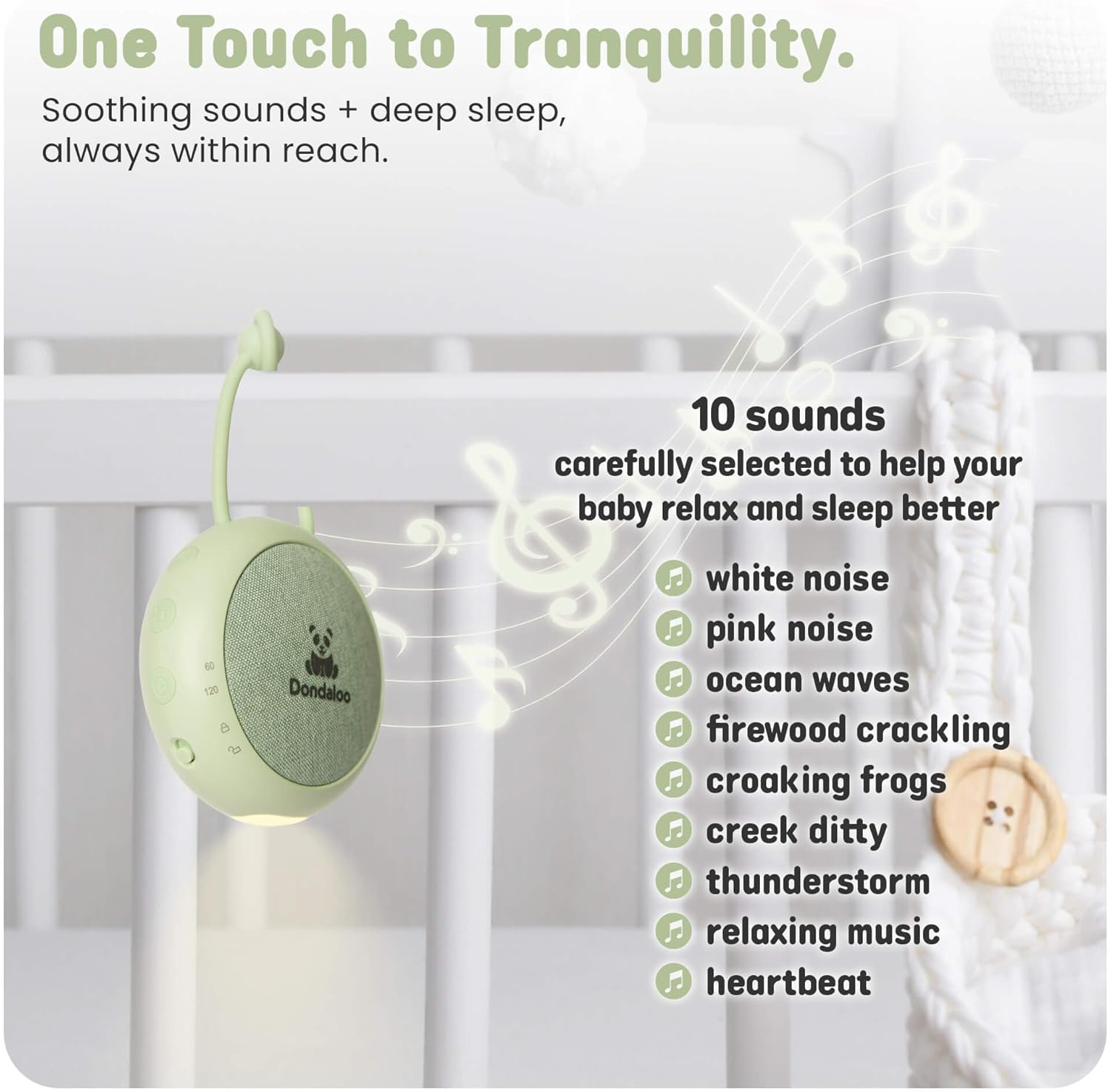 Portable White Noise Machine for Baby & Kids &ndash; Sound Machine with 10 Selected Soothing Sounds, Night Light, Auto-Off Timer, Volume Control, USB-C Rechargeable, Nursery & Travel Essential image number 4