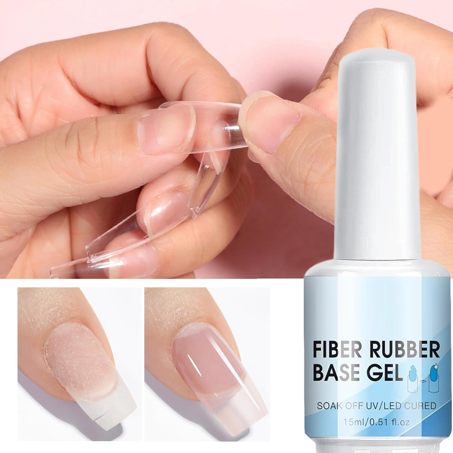 Gupcaqosjw Fiber Gel for Nails,Nail Thickening Strengthener Extension Gel - 15Ml Quick Dry Manicure Tool for Indoor Travel Outdoor Home Salon image number 1