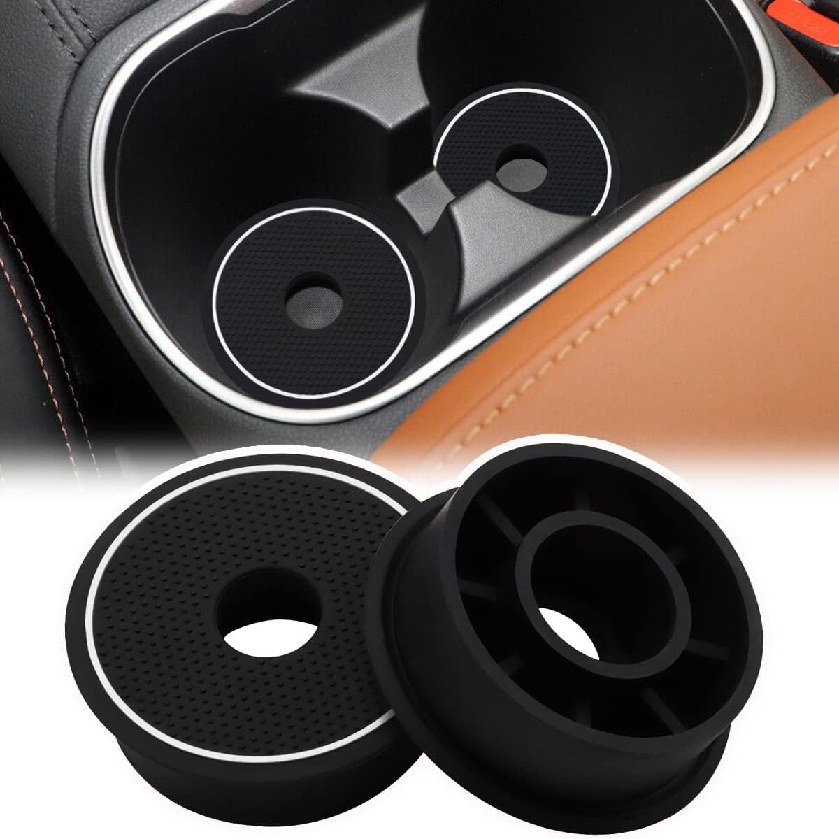 Auovo Cup Holder Spacer Replacement Compatible with Subaru Outback Legacy Accessories 2020-2024 Fit 2024 Crosstrek Silicone Cup Riser Cup Holder Lift Insert Spacers 92076AN00A (2Pcs, White Trim) - Orange image number 4