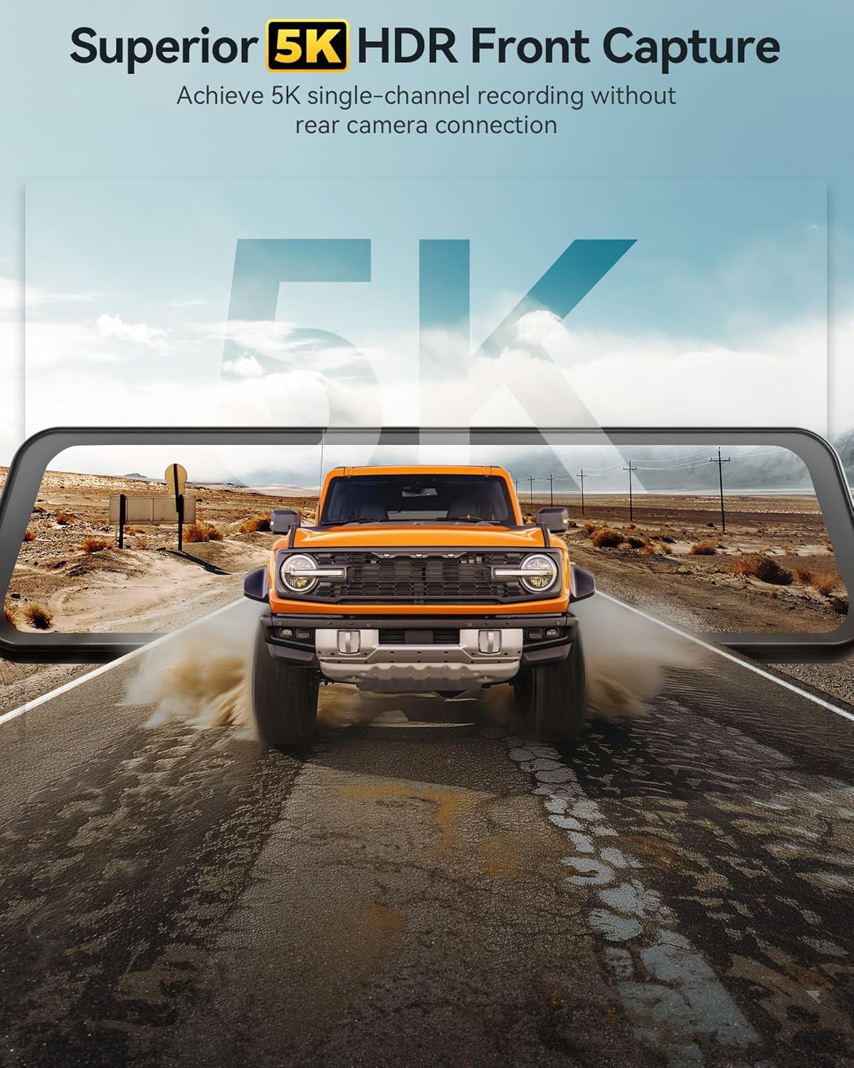 WOLFBOX G900 PRO, 12-Inch Mirror Dash Cam with STARVIS 2 IMX678, Front 4K and Rear 2.5K Recording. Includes a 128GB Card, Voice Control, 5.8Ghz Wifi, Loop Recording, G-Sensor & GPS image number 5