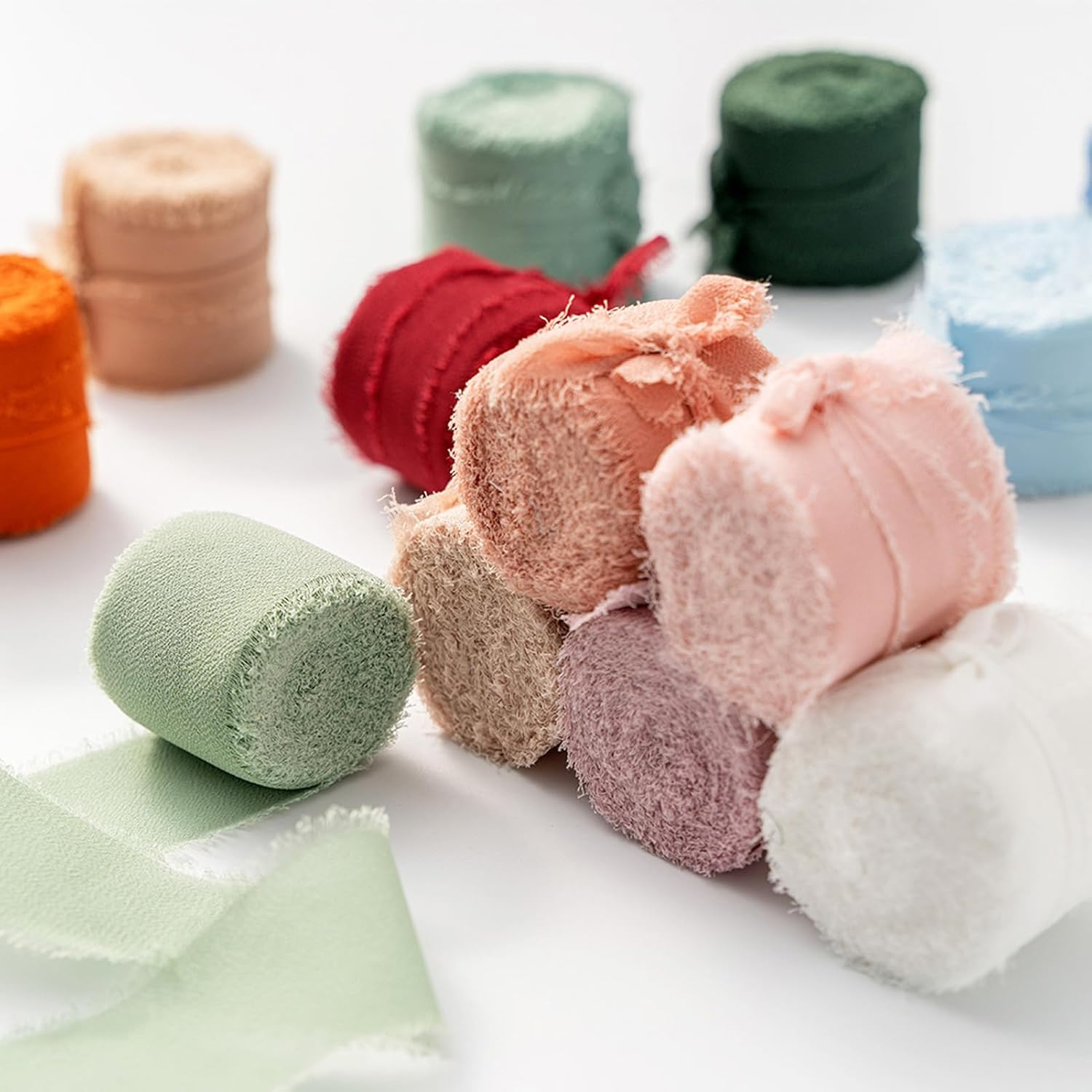 Chiffon Ribbon Decoration Handmade Wide Ribbon for Gift Wrapping for Wedding Birthday Valentine'S Day Party Decoration and Crafts DIY Projects,1.5 Inch X 7 Yd,Terracotta - Champagne image number 3