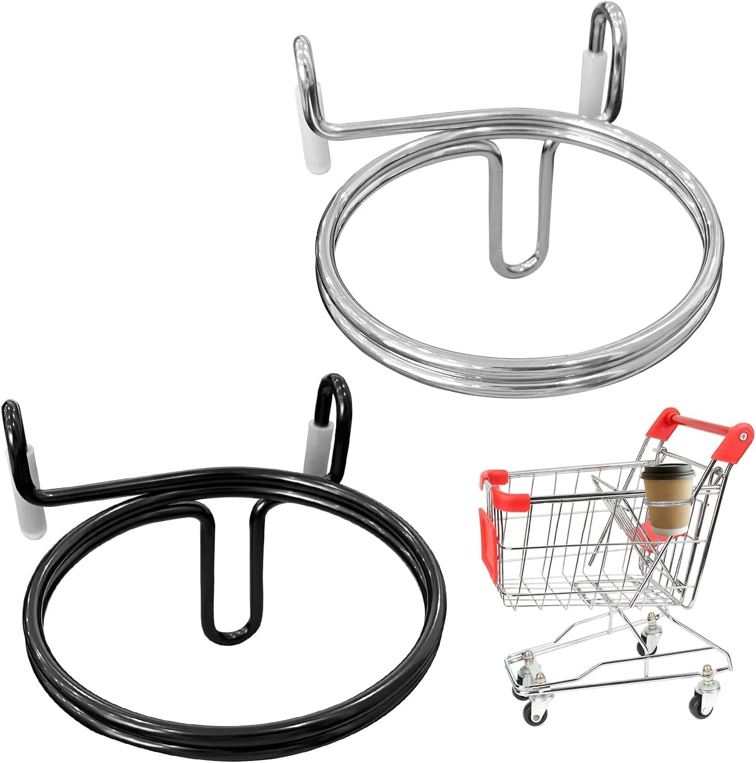 2 Pcs Shopping Cart Cup Holder,Shopping Cart Drink Holder,Portable Cup Holder Shopping Carts Attachment Drink Holder for Hanging Coffee Cup Drink Cups for Hanging Drink Cups Coffee Cup image number 3