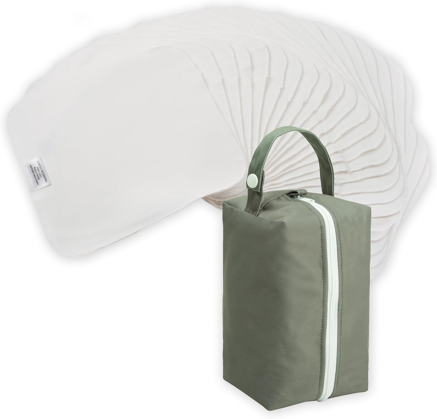 Nora'S Nursery Reusable Baby Wipes 100% Cotton Washcloths Soft Absorbent Towel Face Wipes, Newborn Bath Face Towels, 20 Wipes with 1 Waterproof Pod for On-The-Go Moms, Ideal for Sensitive Skin - Sage image number 4