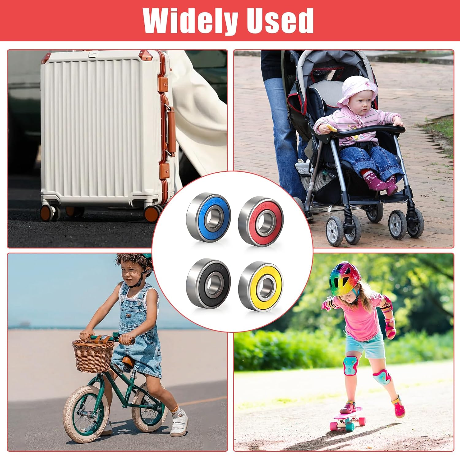 40 Pcs 608 ZZ Ball Bearings, Longboard Roller Skate Bearing Metal Ball Bearings, Double Shielded Miniature Groove Ball Bearings for Skateboards, Scooters & Longboards, High Speed, Low Noise, Durable image number 3