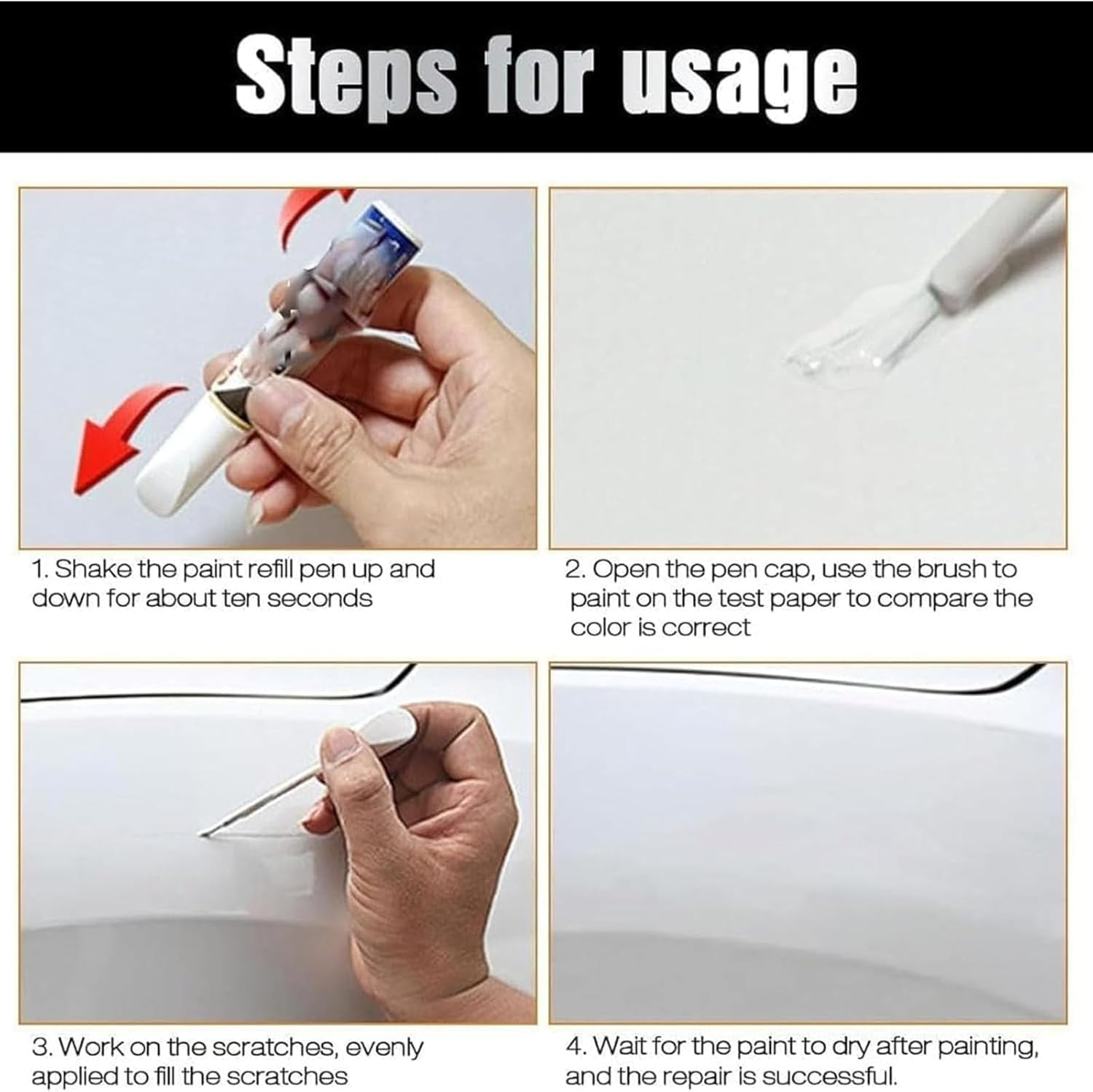 Stylopro Car Scratch Pens, Auto Paint Scratch Remover Pen, Magic Pen for Car Scratches, Cars Scratch Repair Pens, Quick Fix Vehicles Touch up Paint, for Cars/Motorcycle/Boat (White) image number 4