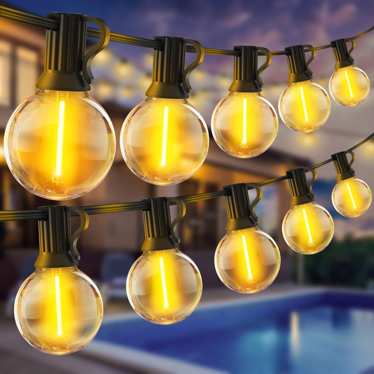 Koboko LED Fairy Lights Outdoor, 2.5 M, 10 LED Transparent Light Bulb, Fairy Lights, Battery Operated, Warm White Ball Fairy Lights for Garden, Patios, Balcony, Wedding, Christmas Party