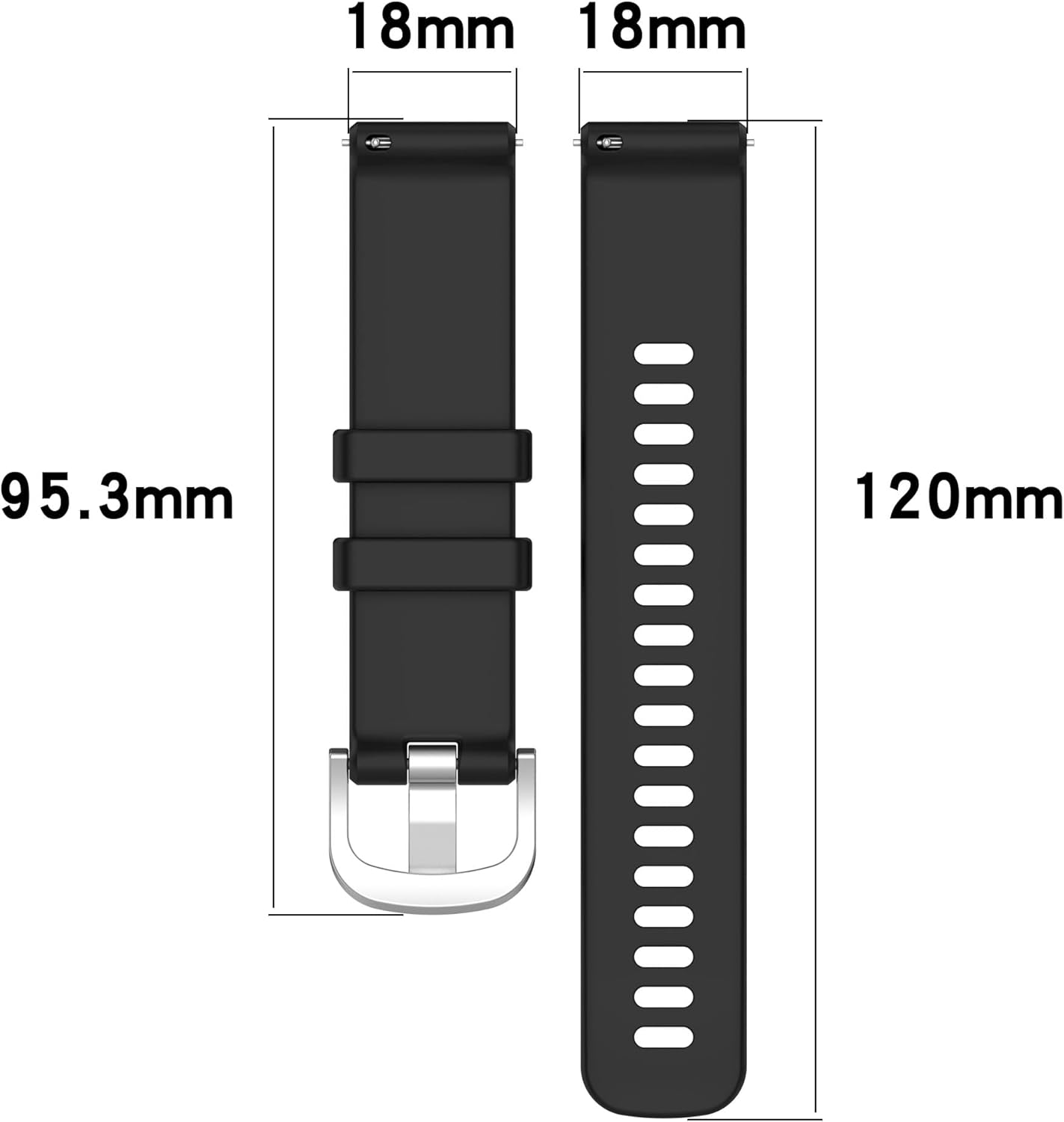 Replacement Band Intended for Garmin Venu 3S/ Venu 2S/ Vivoactive 3S/ Vivoactive 4S Smart Watch Band, 18Mm Soft Silicone Washable Straps Wristbands Accessoy - Black image number 2