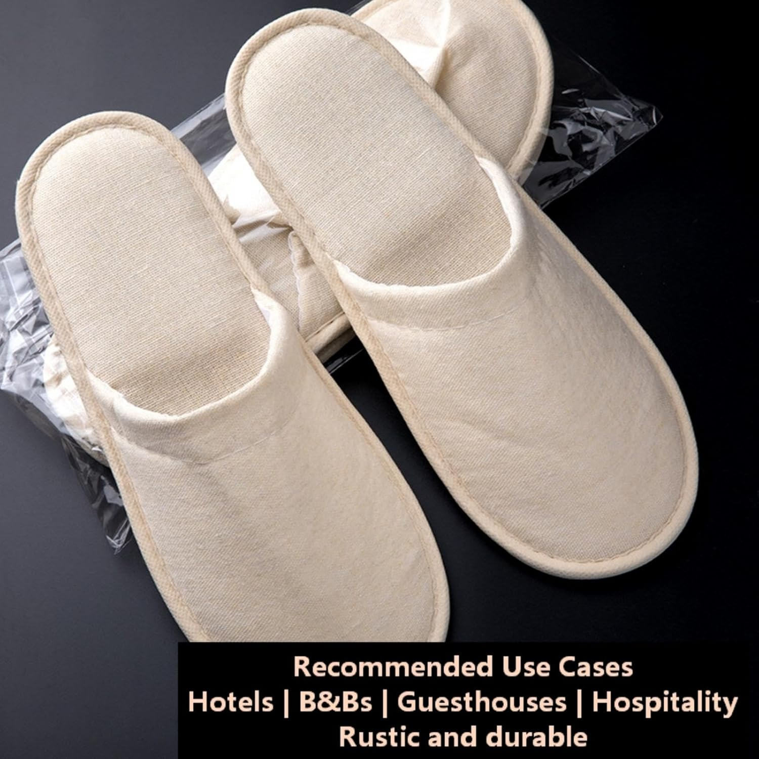 10 Pairs SPA Slippers - 28X11Cm Eco Disposable Non-Slip Guest Slippers for Airbnb, Beach Houses, Wedding Party, Bedroom, Travel & Winery Stays | Reusable Jute Footwear image number 3