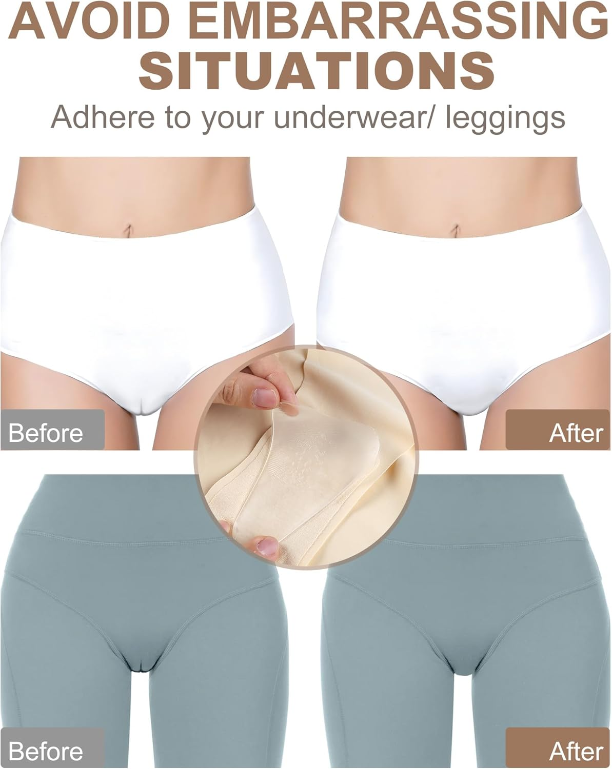 CICKEE Camel Toe Concealer Reusable Silicone Prevention Underwear for Women Cameltoe Hider Cover Insert Pad for Yoga Swimsuit Leggings Activewear Bikini - 3 Pack in Nude 1 Pack in Transparent image number 6