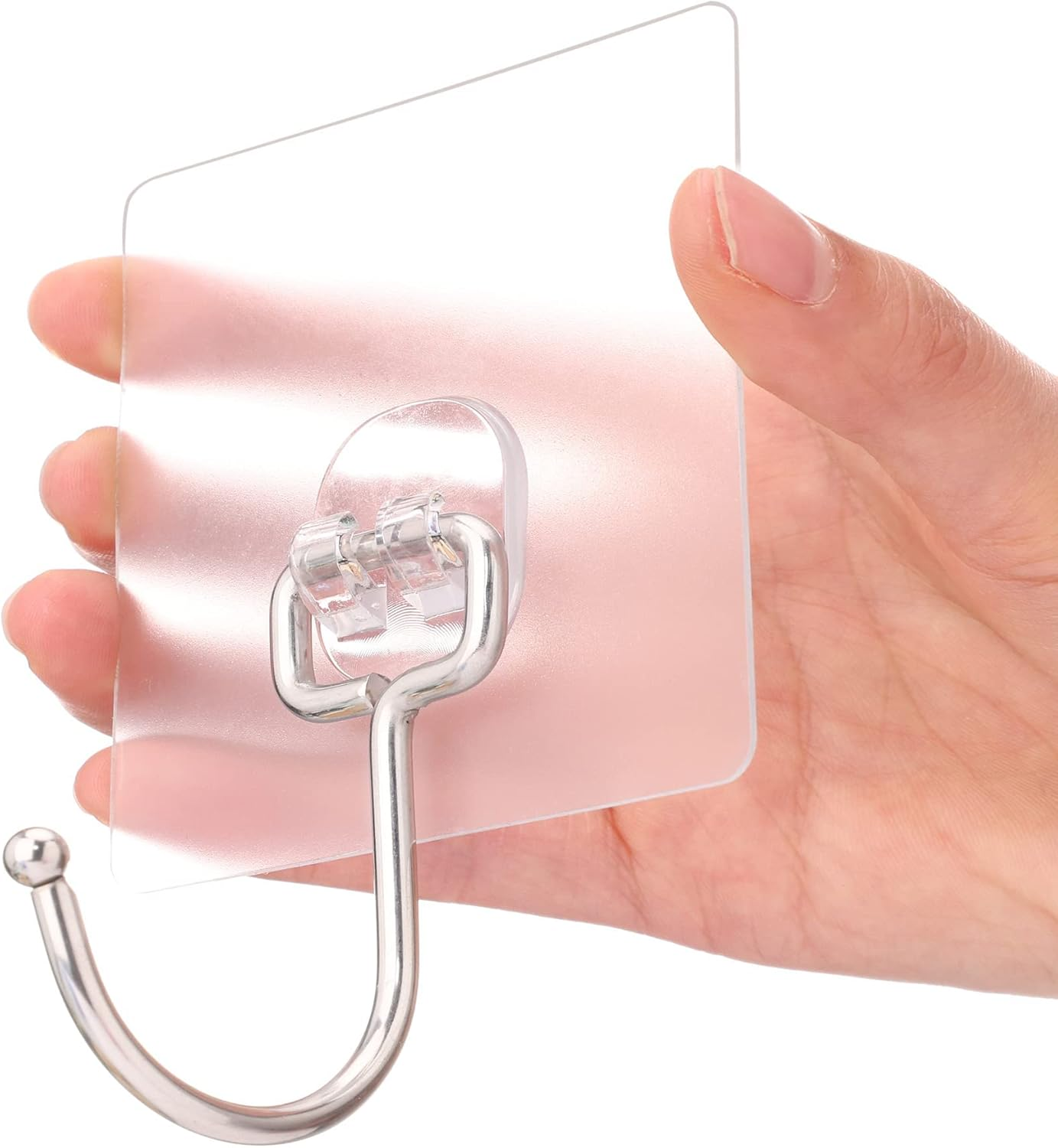 10-Pack All-Purpose Large Adhesive Hooks for Hanging, Heavy Duty Hold 37 Lb(Max) Waterproof Stick on Wall Hooks for Organization image number 1