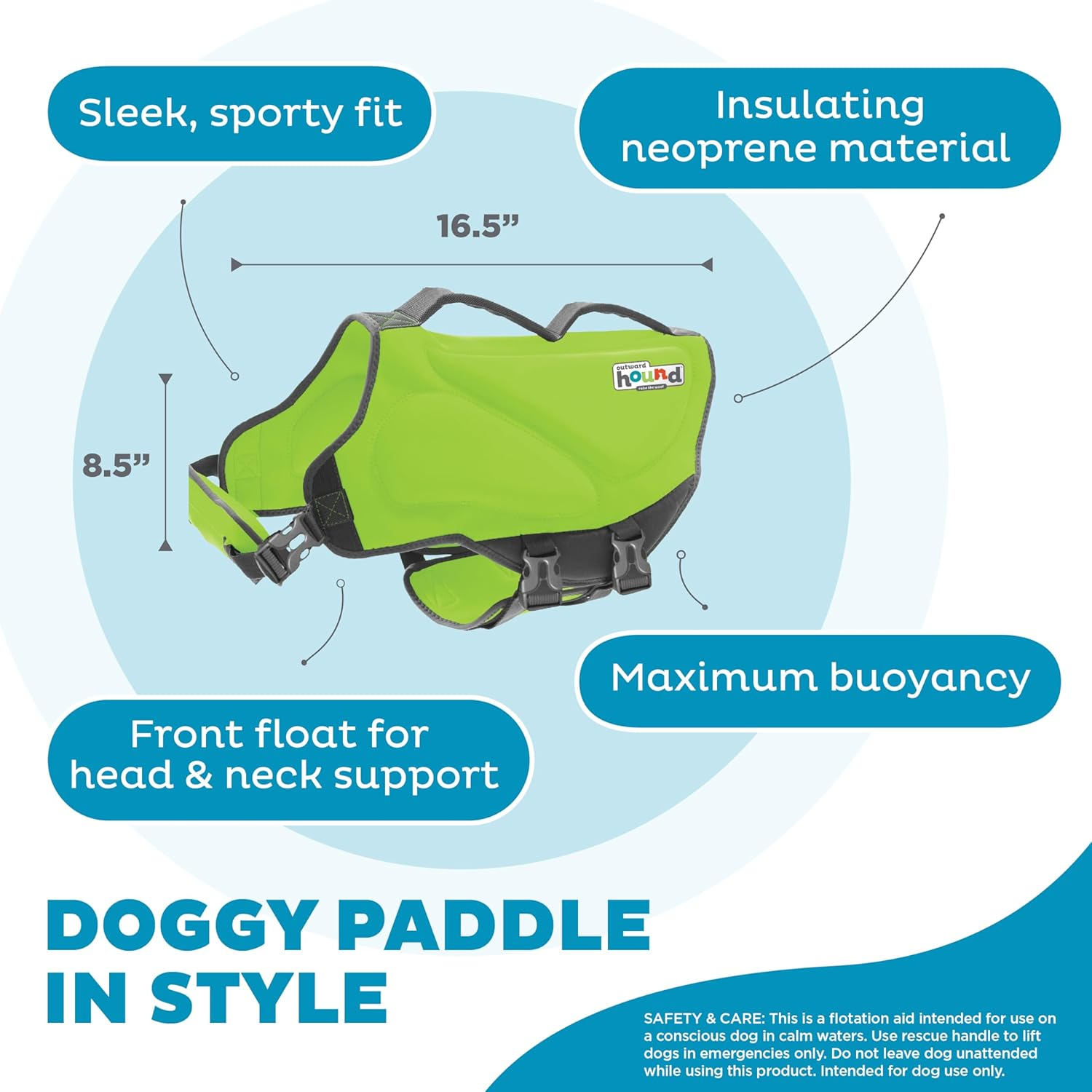 Outward Hound Dawson Swim Green Dog Life Jacket, XL image number 6