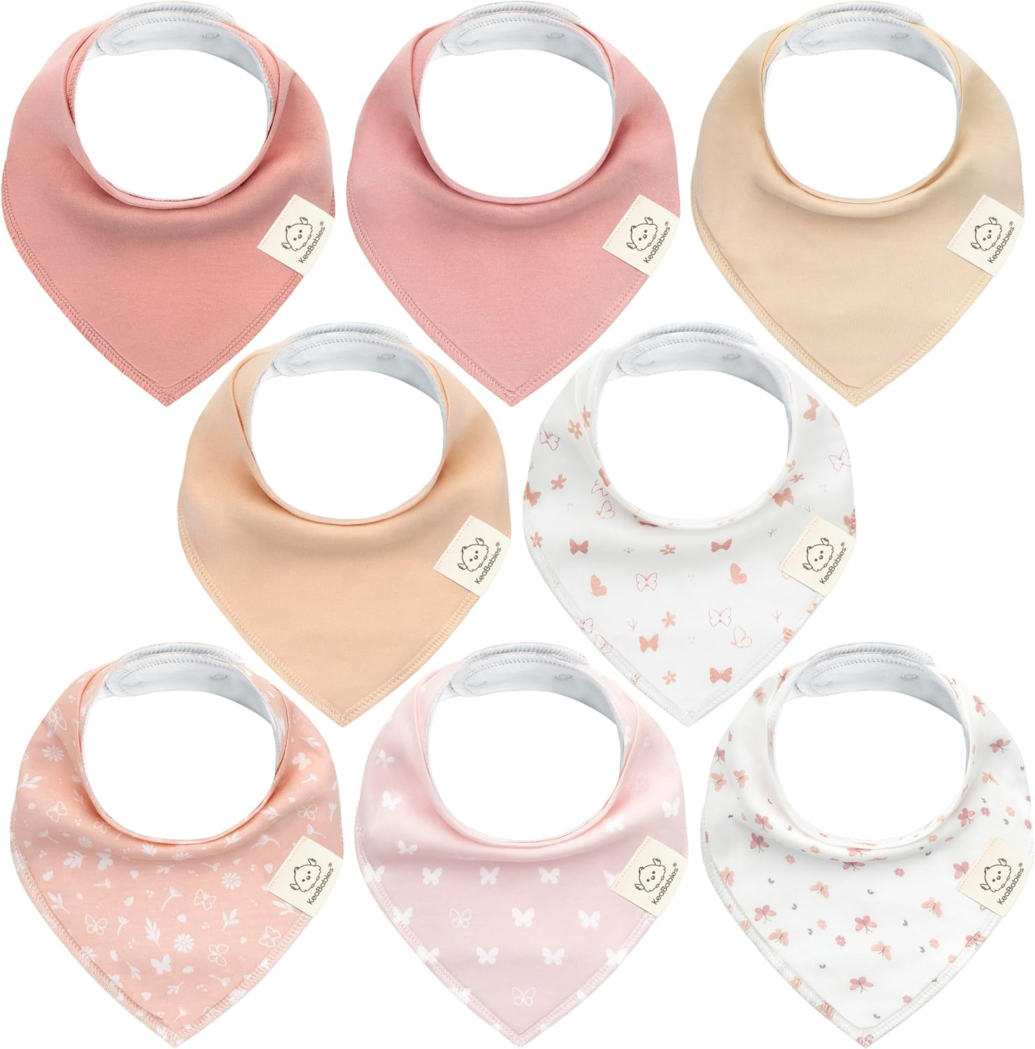 10-Pack Organic Baby Bandana Bibs - Organic Cotton Bandana Bibs for Boys, Girls - Super Absorbent Bandana Drool Bibs - Teething Bibs - Baby Bibs for Infant, Toddler (MONOS)