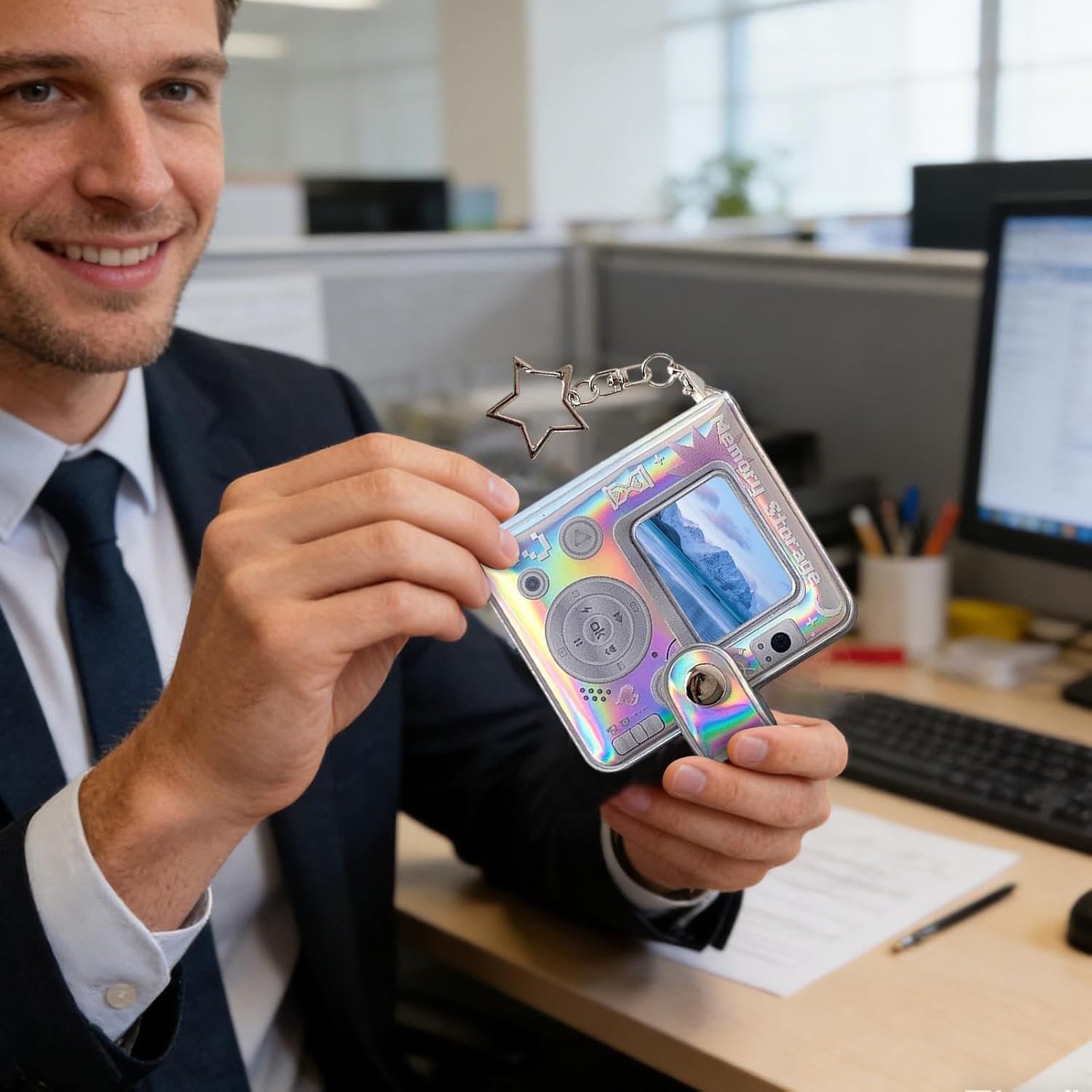 Huvqianu Photo Book Keychain - Cute Retro Double-Sided Small Portable Keychain - Picture Album Book - for Family Kids Christmas Holiday Party Vacation Memorial Pregnancy Birth Growth Home - Memory Storage image number 5