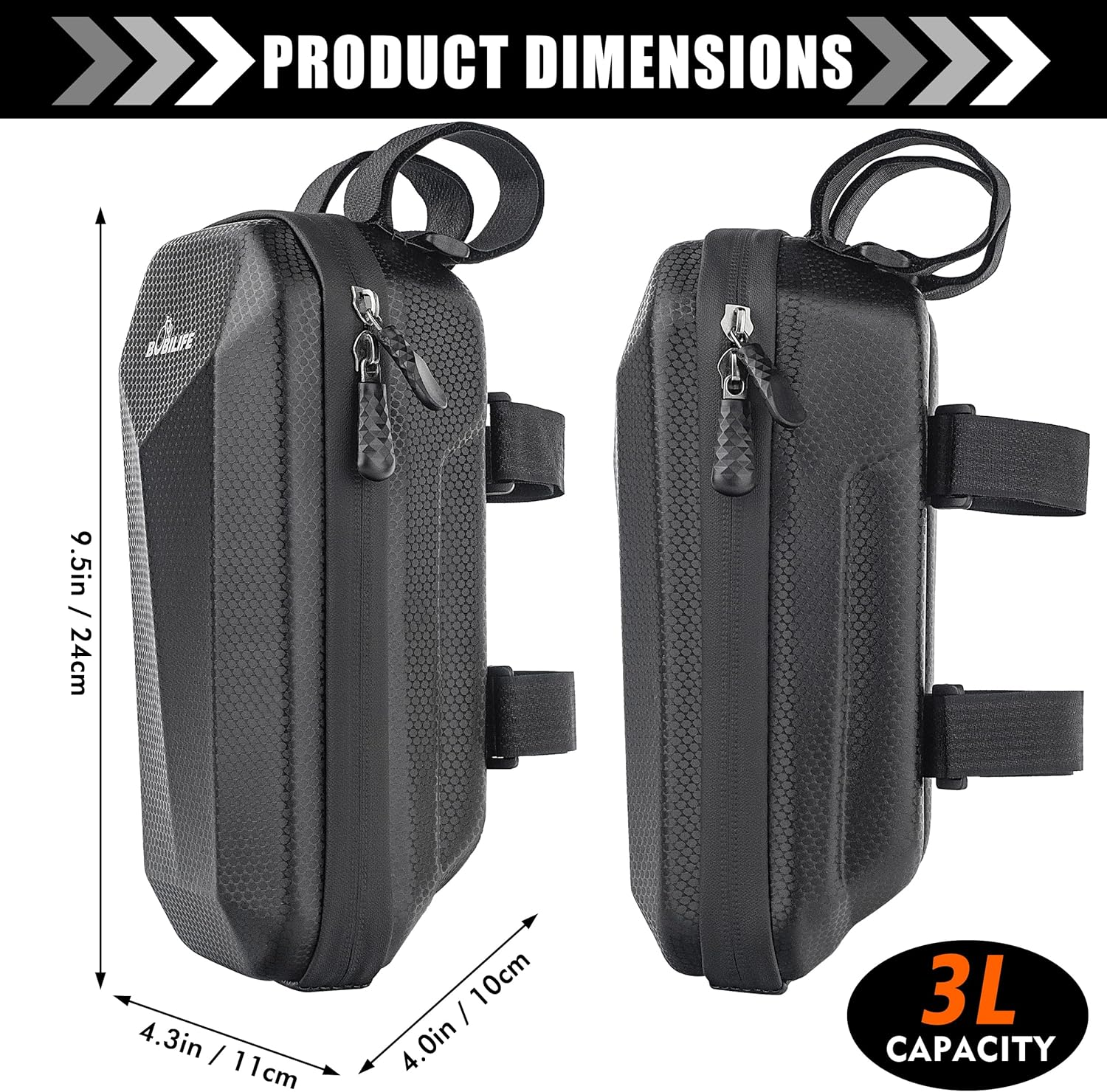 Bike and Scooter Handlebar Bag - Front Bar Hanging Bag Waterproof EVA Hard Shell Storage Bag Compatible with All Kinds of Scooters, Mountain Bikes, Road Bikes, E-Bikes, Motorcycles image number 6