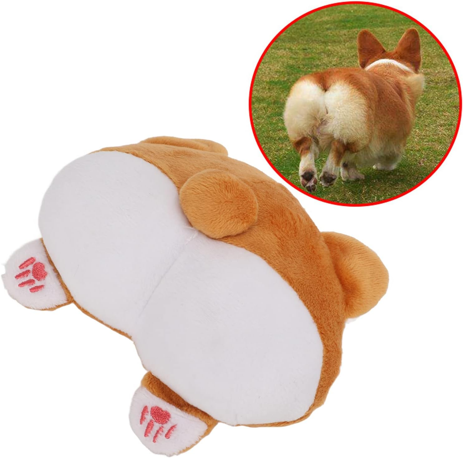 Plush Squeaky Dog Toys, Corgi Ass Plush Squeaky Toy Cleaning Teeth Pet Chew Toys, Attractive and Funny Puppy Squeaky Teething Toys for Small and Medium Sized Dogs image number 6