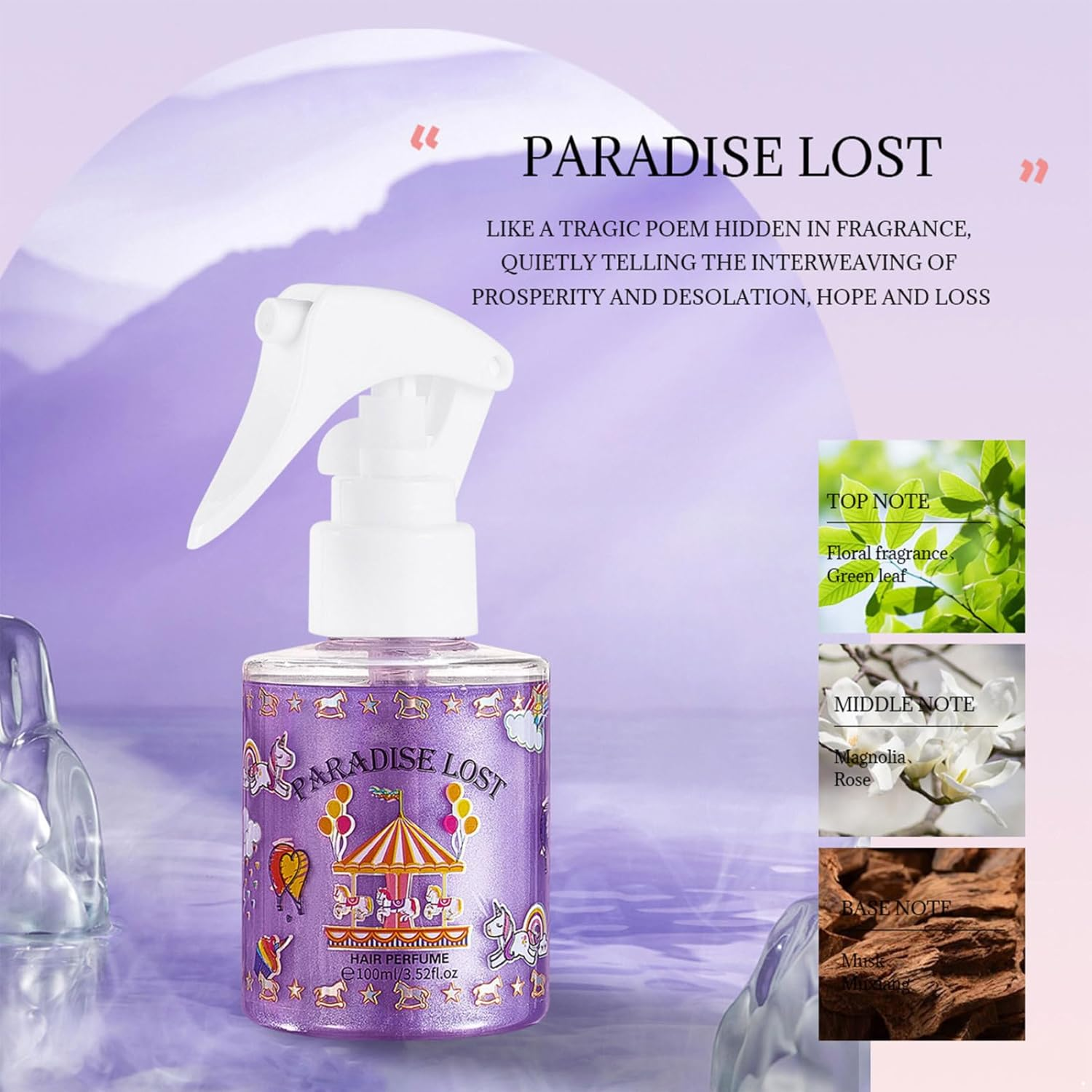 Multi Use Refreshing Fragrance Spray for Body Hair and Clothes Long Lasting Scent for Women and Men Lavender One Size - Lavender image number 1