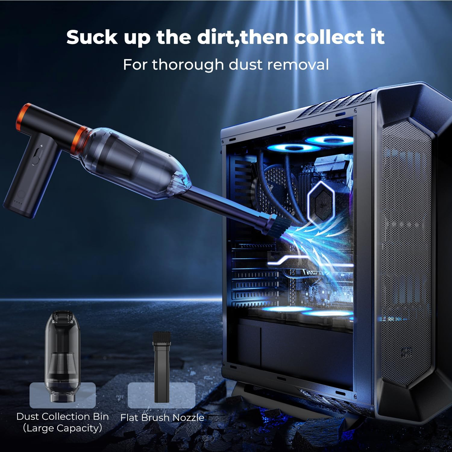 K&F Concept Electric Compressed Air Duster - 300000RPM Vacuum Cleaner, 3 Gear Adjustable, Super Wind Power, Rechargeable Brushless Motor for Deep Computer Clean, Keyboard, Car, Home, Outdoor image number 5