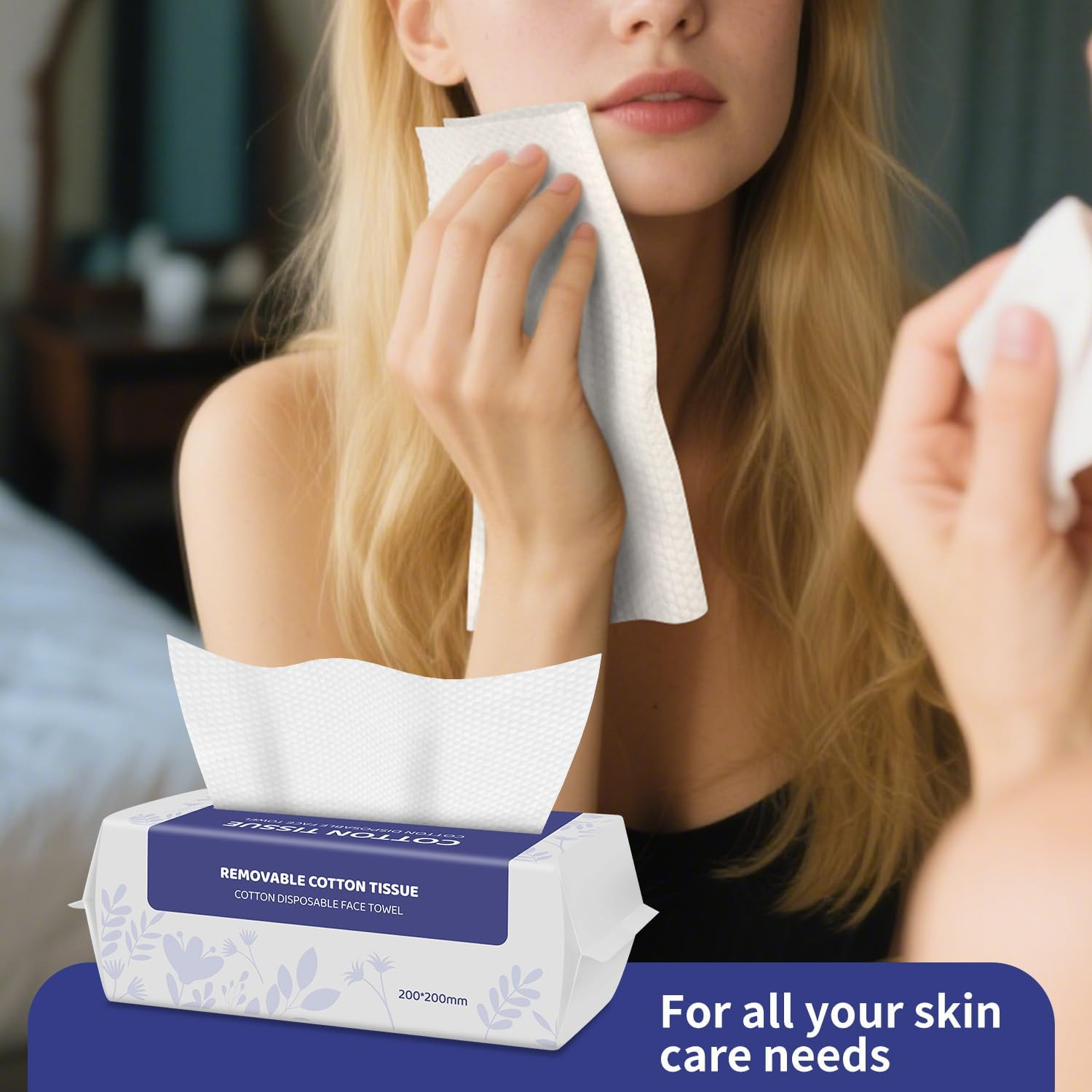 Cotton Face Towels, Extra Thick Soft Dry Wipes for Cleansing, Lint-Free Facial Tissue, Makeup Removing (Purple, 2 Pack)