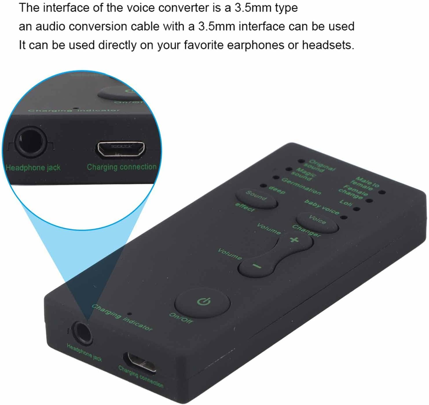 Voice Changer Disguiser, Mini Gaming Live Sound Card,Portable Sound Card Broadcast for for Mobile Phone Computer Laptop Mini Voice Changer Device image number 1