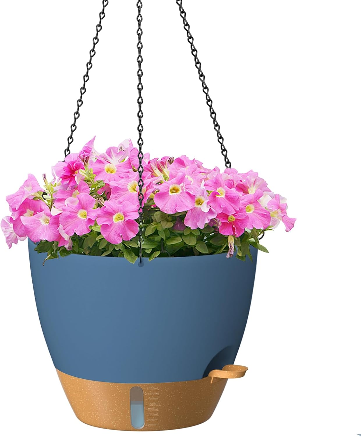 ZMTECH 20 Cm Plant Pots with Drainage Holes Saucer Self Watering Planters with Watering Inlet Plastic Flower Pot for Indoor Outdoor Plants (Set of 2, Black)