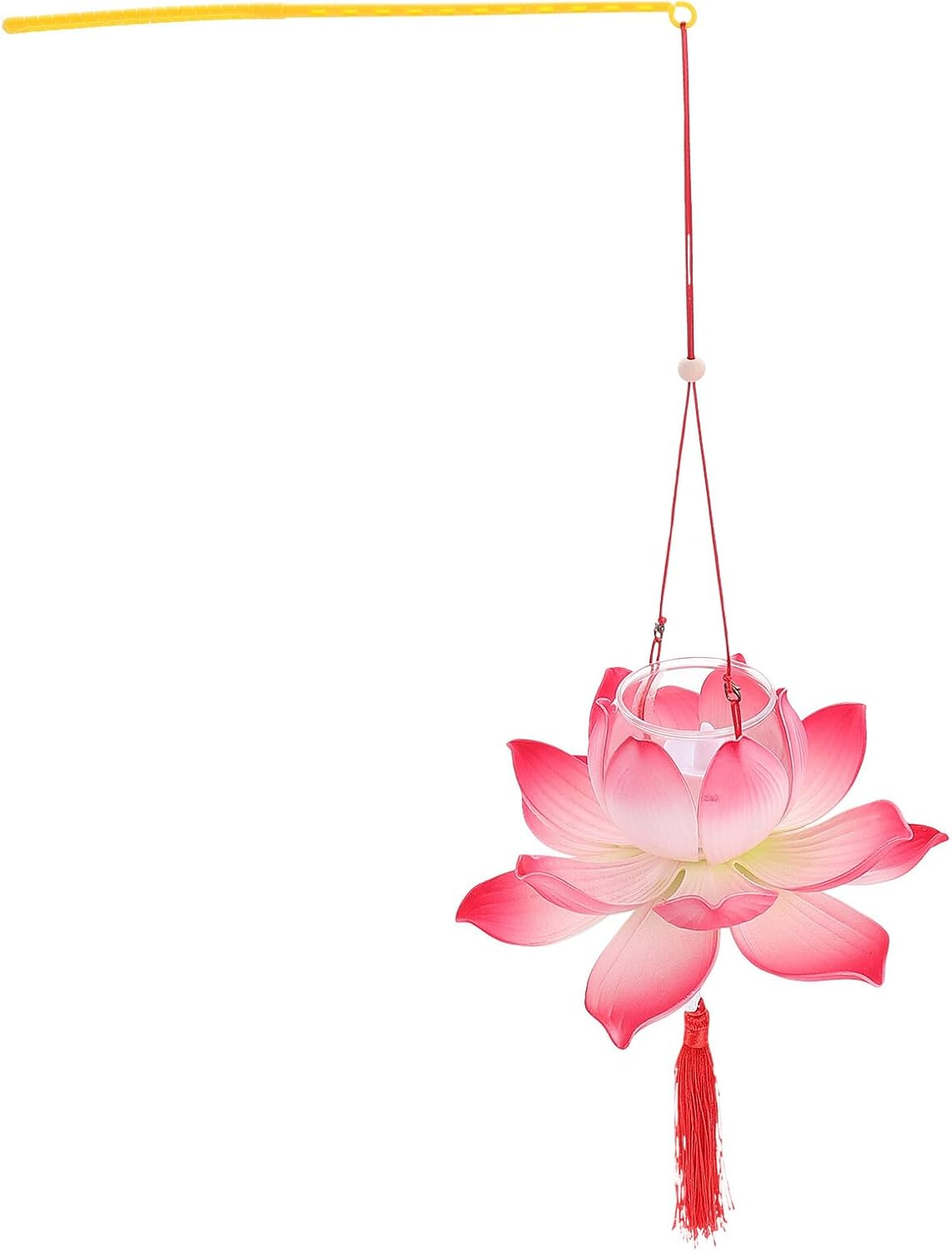 SHOWERORO Red Lotus Handheld Festival Lantern DIY Craft Kit, Small Size Lantern Making Materials Set for Mid-Autumn and Party Decoration image number 3
