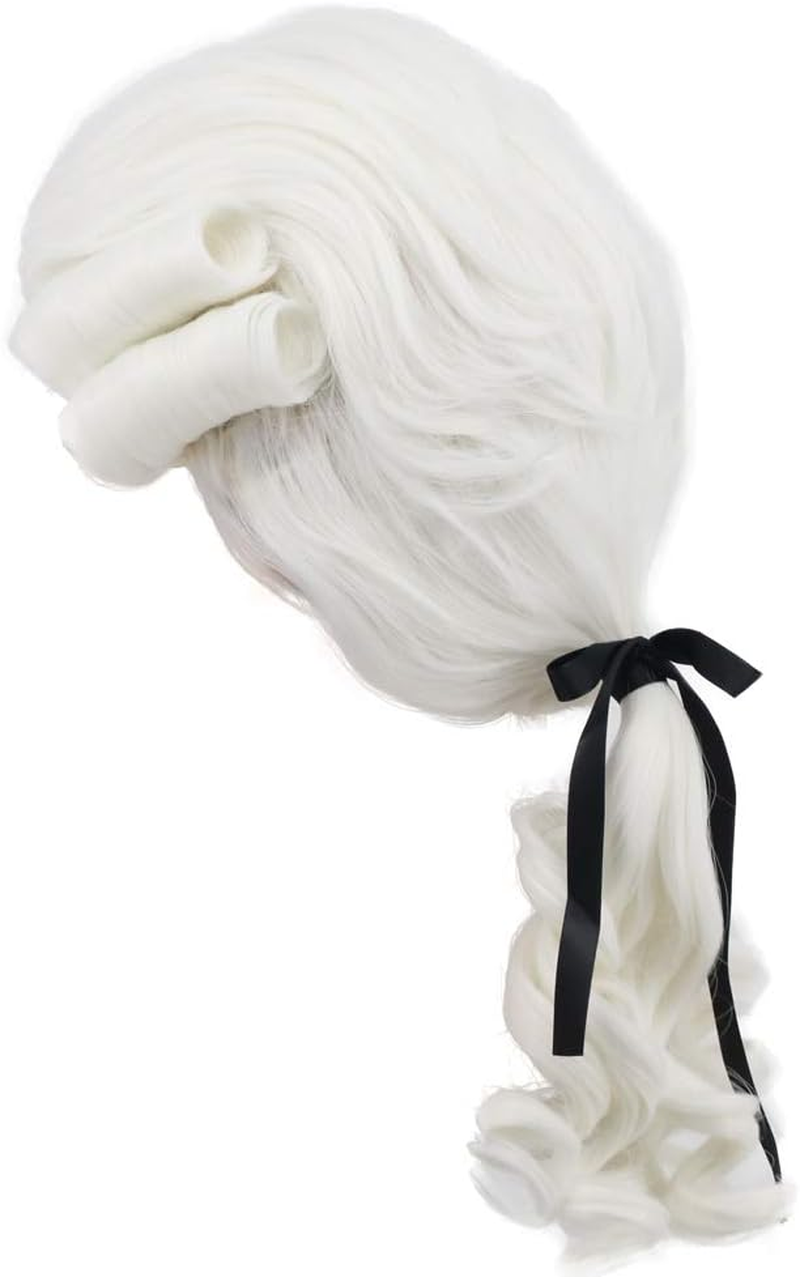Yuehong Long Mens George Washington Cosplay Curly Gentleman Lawyer Wig 2#