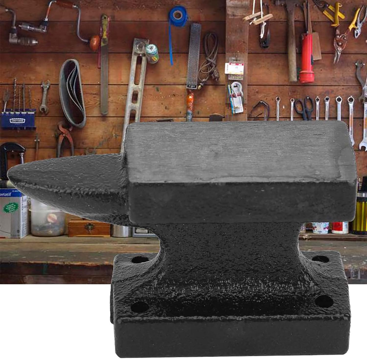 Cast Iron Anvil,Portable Blacksmith Anvil,Stable Workbench Anvil,Iron Horn Anvil Bench,High Hardness,Extra Large Feet,Secure Placement,For Flattening,Forming,Milled,Polished A image number 1