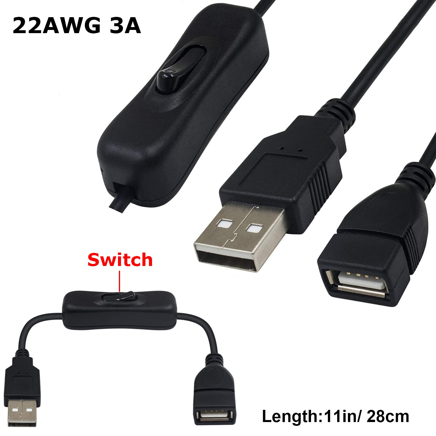 Gutreise 11 Connectors DC Power Cable + USB Switch Extension Cable,Extension Cord with On/Off Power Switch for Fans,Dash Camera,Bluetooth Speakers,Shaver,Led Strips image number 2