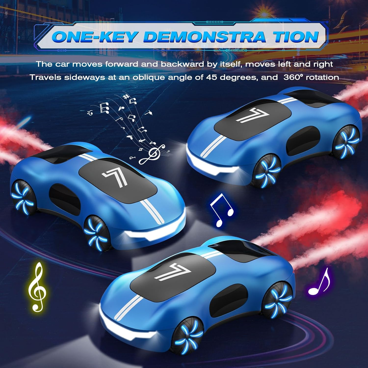 Gesture Sensing Remote Control Car, Drift RC Stunt Car with Light Spray & Sound, 2.4Ghz Hobby RC Cars Toy for Kids, 360&deg; Rotate, Birthday Gifts for Boys Girls 4-12, Blue image number 4