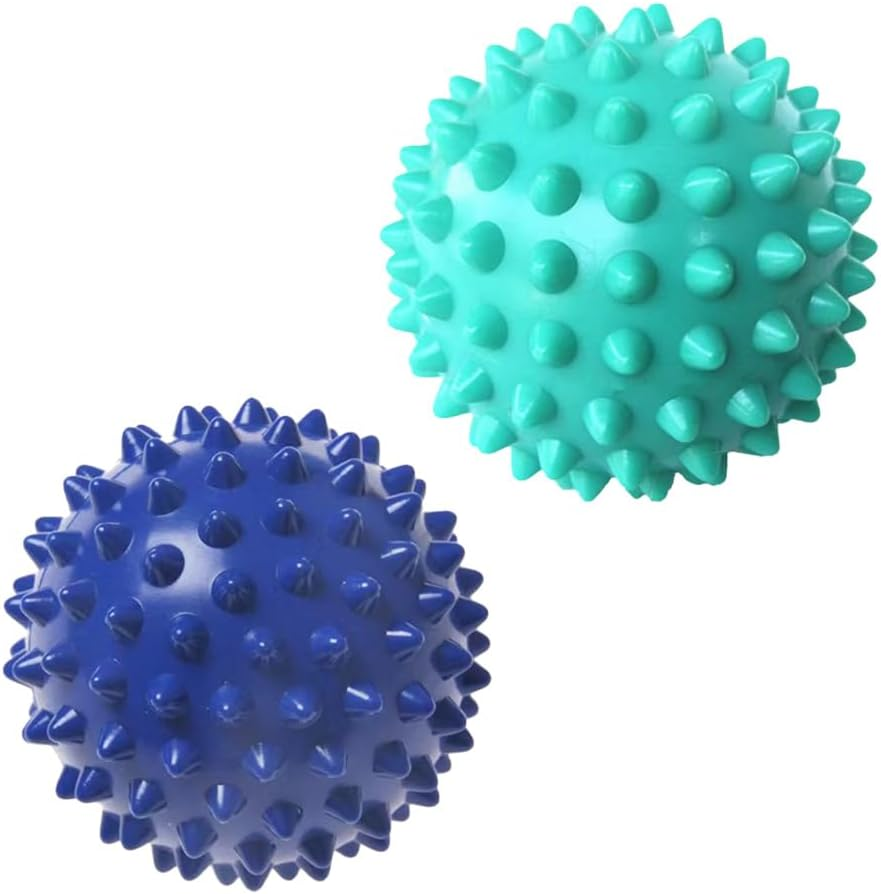 Spiky Massage Ball for Feet &ndash; Plantar Fasciitis Relief, Full Body Trigger Point Therapy, Muscle Recovery, and Pain Relief &ndash; Pack of 2 (Blue & Mint Green) image number 2