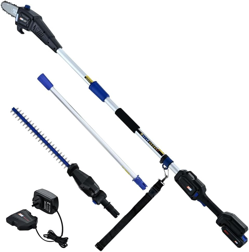 Powerblade 20V Cordless Pole Saw & Hedge Trimmer Combo, 8" Chainsaw Pruner & 20" Hedger, Telescopic Handle, Battery and Fast Charger Kit image number 1