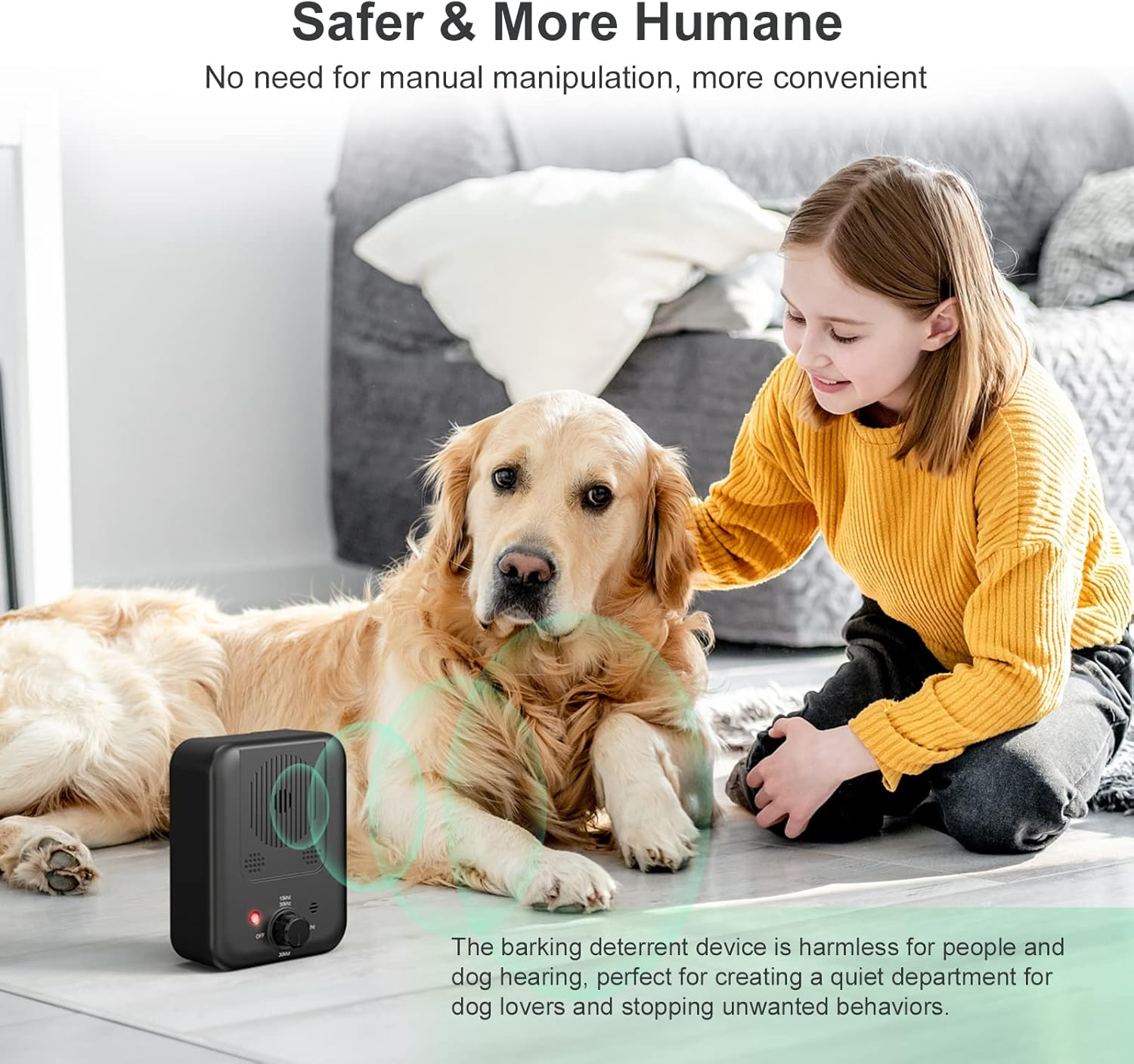 Stop Dog Barking Device, Automatic anti Barking Devices for Dogs 33 FT, Ultrasonic Rechargeable Waterproof Dog Barking Control Deterrent Stopper Dog Training Tool Indoor/Outdoor Safe for Most Dogs image number 1
