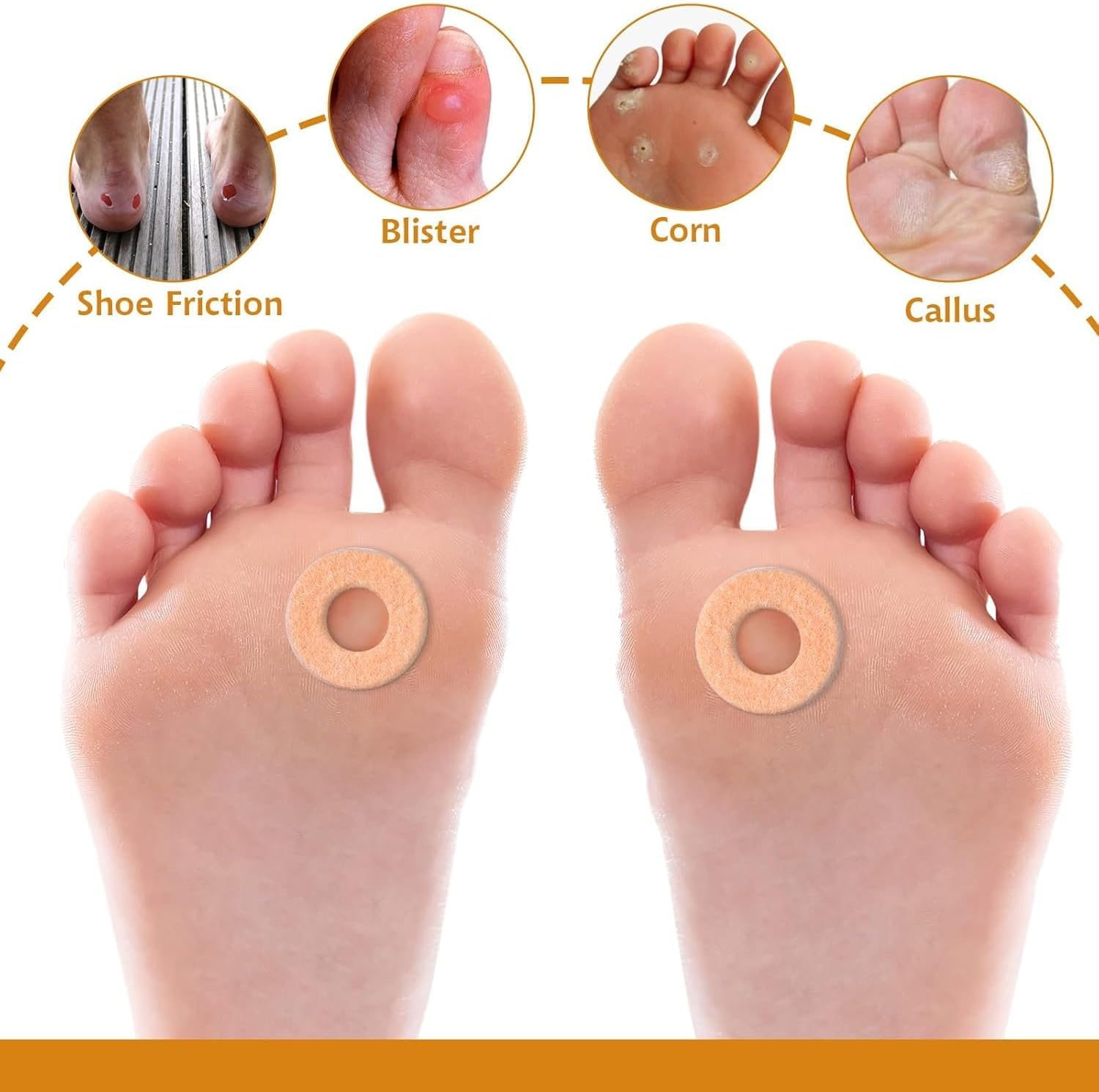 Self Adhesive Callus Pads round Corn Pads, 48Pcs Callus Cushions round Callus Pads,Round Callus Pads Soft Felt Callus Pads,Round Corn Patches Protection Pad Felt Corn Pad,Round Felt Corn Cushion Pads image number 5