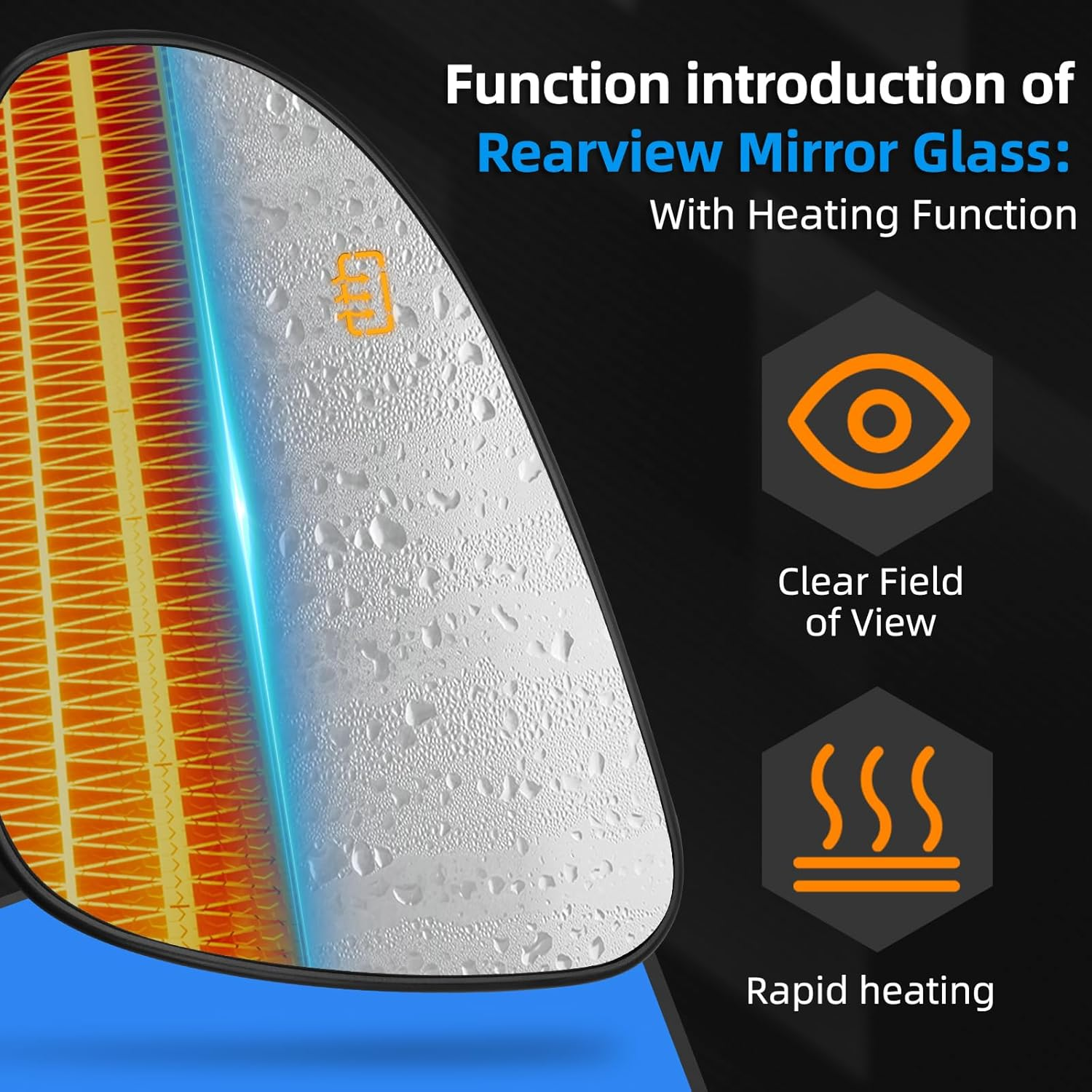 LOIYLLEN Left Side Mirror Replacement for Toyota Corolla 2014 2015 2016 2017 2018 2019 - Left Side Mirror Glass, Rear View Mirrors Glass with Power Heated image number 1