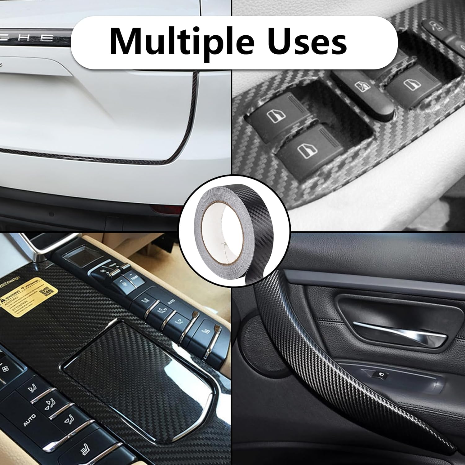 Nayubo 3Pcs Car Wrap Roll 3D Vinyl Wrap Tape Universal Car Door Sill Protector Protective Anti-Scratch Sticker Car Door Edge Guard for Car Motorcycles Trucks DIY (3CM X 5M, Black) image number 5