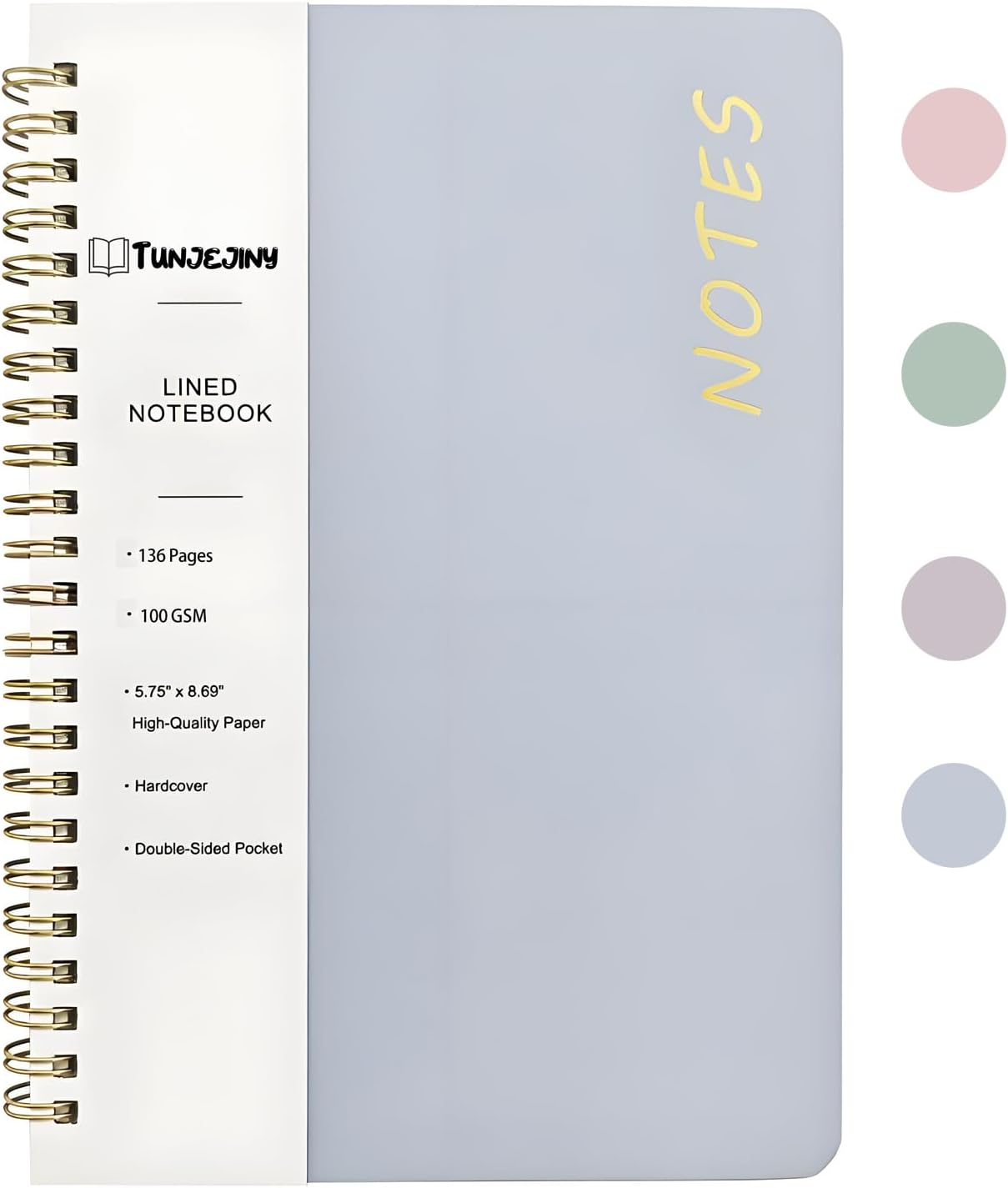 TUNJEJINY Lined Spiral Journal Notebook, A5 College Ruled Journals for Women Men, 100 GSM College Ruled Notebooks for Writing Note Taking and Office School Supplies 6.1" X 8.47" 136 Pages (Green)