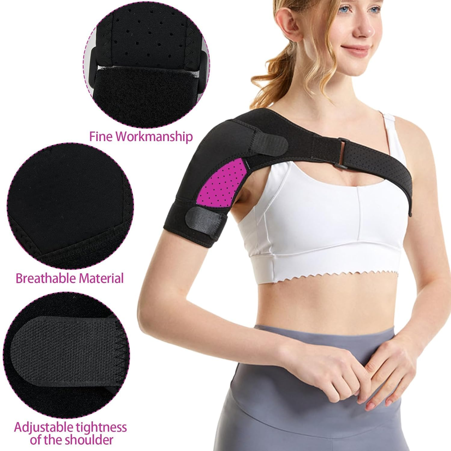 1Pc Adjustable Rotator Cuff Shoulder Brace Compression Sleeve, Shoulder Support Brace & Rotator Cuff for Men or Women image number 3