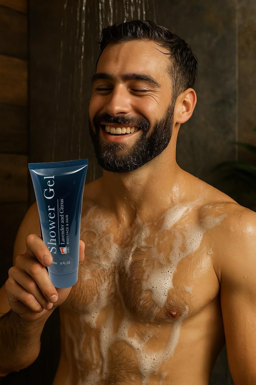 GBS Beard Scrubber - Includes Beard Wash & 2 Beard Scrub Hair Brushes - Cleanses, Conditions & Refreshes - Sandalwood 150Ml Helps Maintain Healthy Growth Enriches and Tames the Beard image number 5