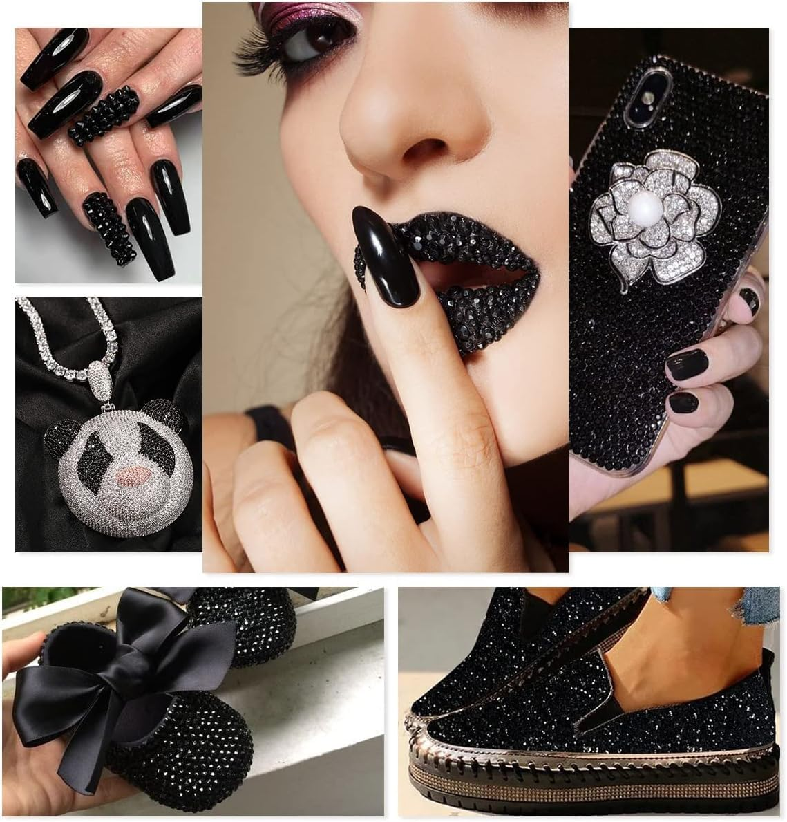 Qiipii Pure Black Resin Flatback Rhinestones for Crafting 2Mm 3Mm 4Mm 5Mm 6Mm Flatback Jelly Stones Solid Black Gems Diamonds for Face Eyes Makeup Tumblers Mugs Bottles DIY Crafts Clothes Shoes Phones - Blue image number 6