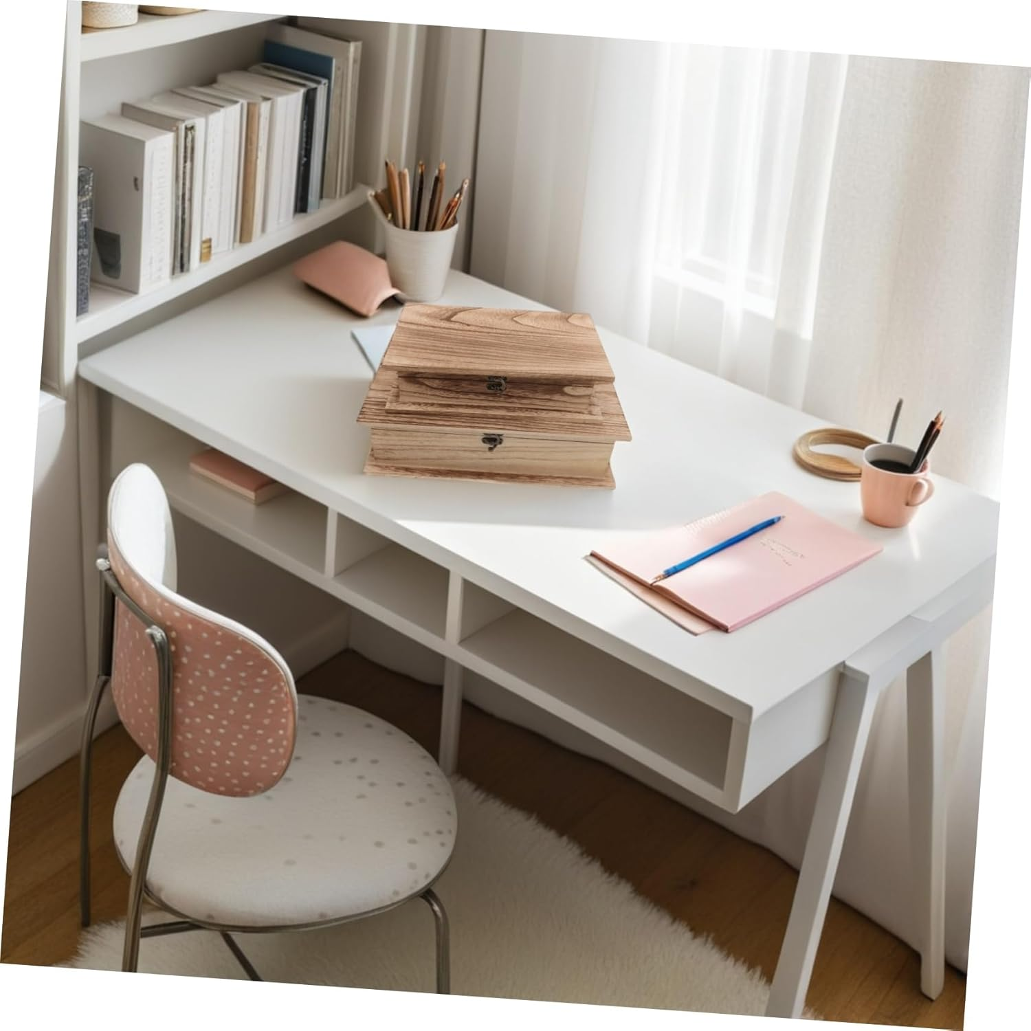 2Pcs Wooden Keepsake Box Decorative Flip Lid Jewelry and Trinket Organizer Natural Finish for Storing Books Cards and Valuables