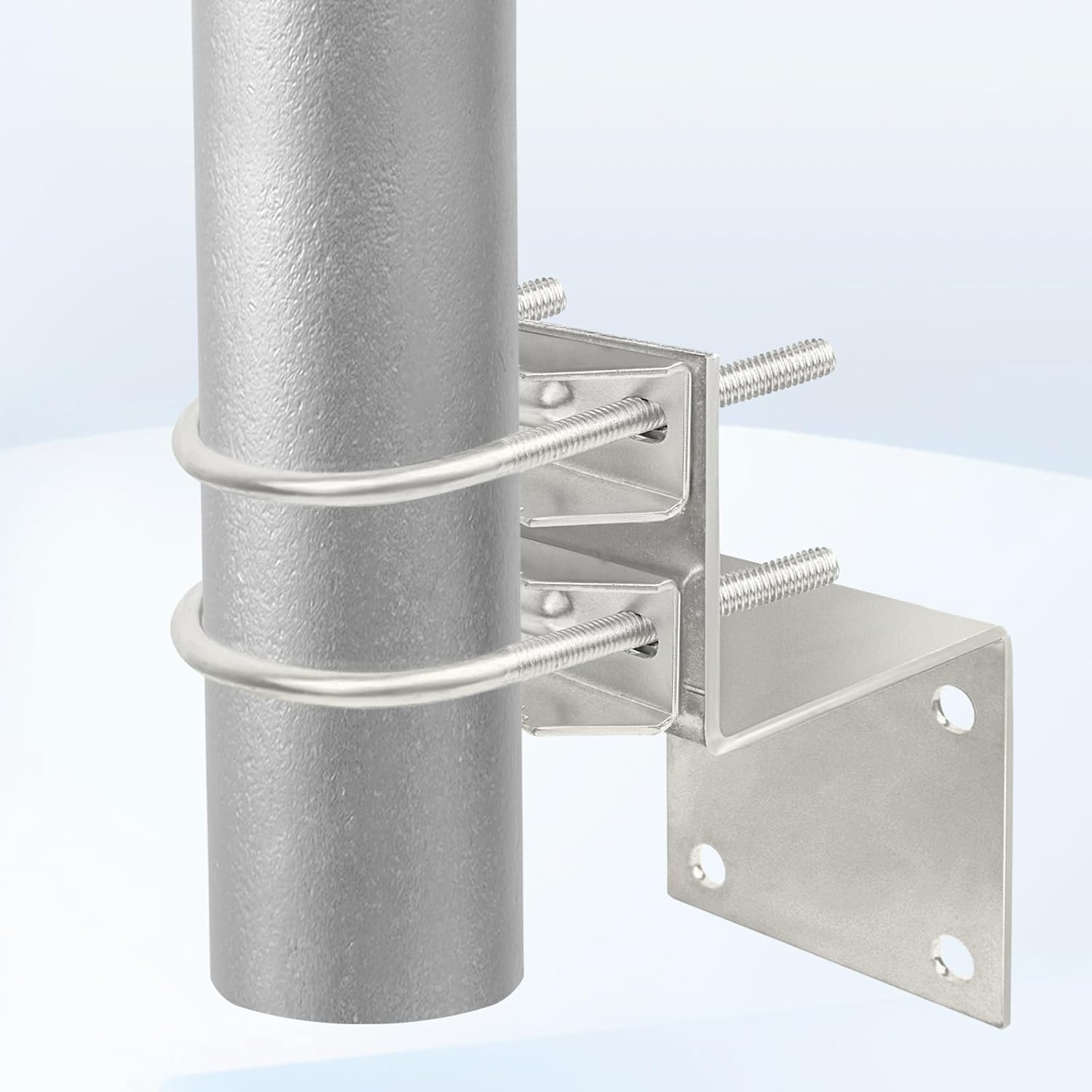 Antenna Pole Mount Bracket Kits - 2 Set Antenna Pole Mast Mount Bracket with U-Bracket Assembly + 4 Screws for outside Home Antenna Pole Holder image number 3