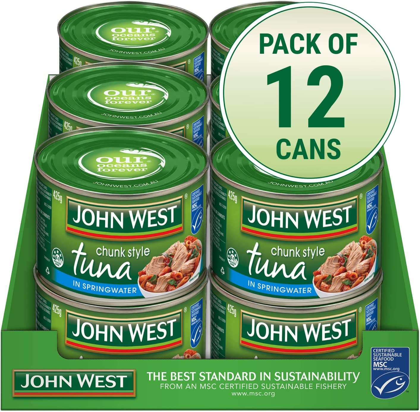 John West Tuna in Springwater 425 G, 12 Pack, Multicolor image number 6