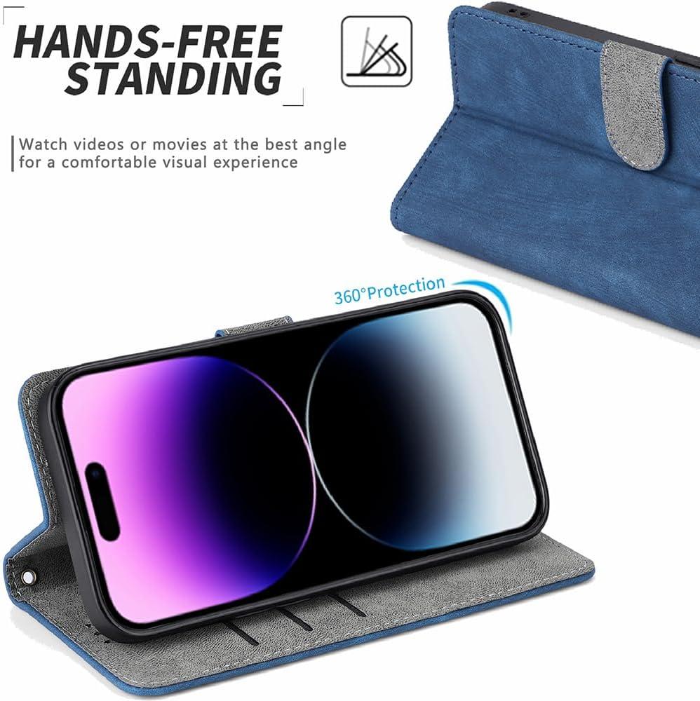 XINNI RFID Protective Phone Case for ASUS ROG Phone 9/ROG 9/ROG 9 Pro, PU/TPU Flip Leather Shockproof Cover, Black