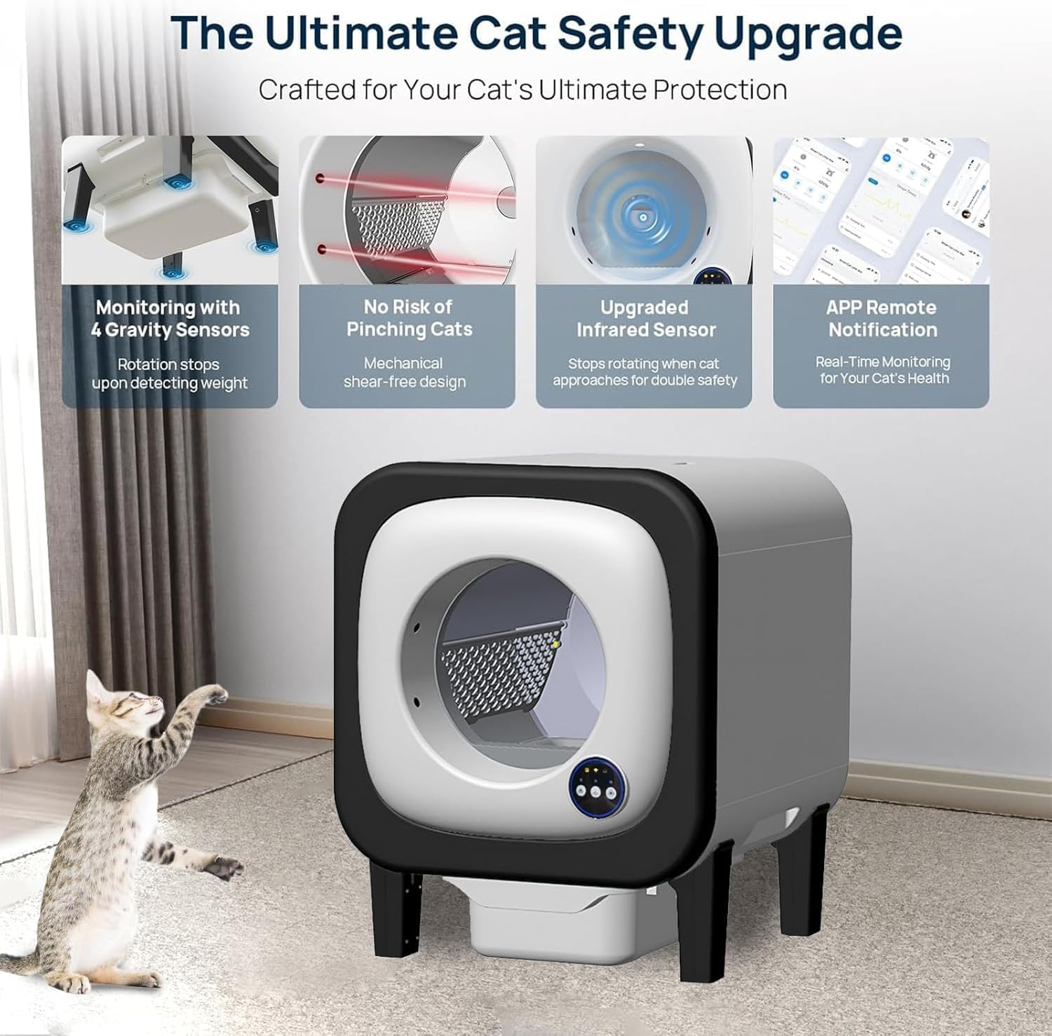 LIODUX 72L Automatic Self Cleaning Cat Litter Box, Intelligent Exhaust System, Large Cat Litter Box with Mat, Cleaning-Open-Top Auto Cats Box with App-Controlled, Smart Clean Box for Multiple Cats image number 2