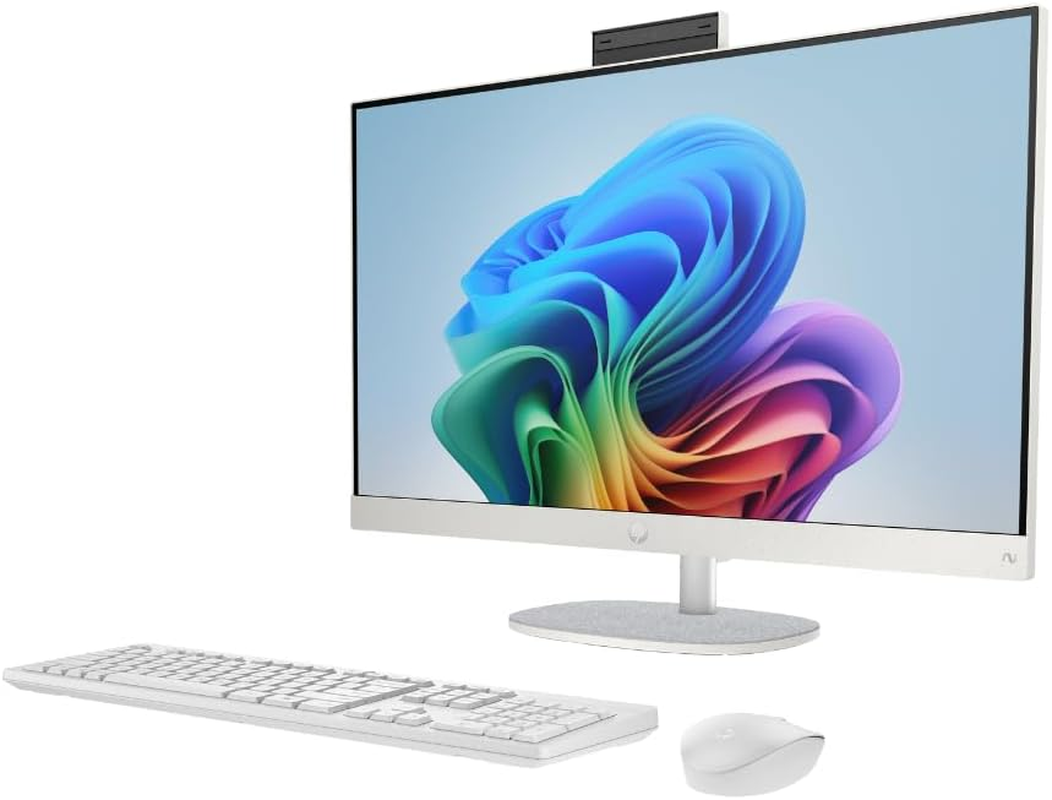 HP All-In-One Desktop PC, 27" FHD IPS Display, AMD Ryzen AI 7 350 Processor, AMD Radeon Graphics, 8GB RAM, 512GB SSD, Windows 11 Home, IR FHD Camera, Dual Speakers, BQ4E2PA image number 2