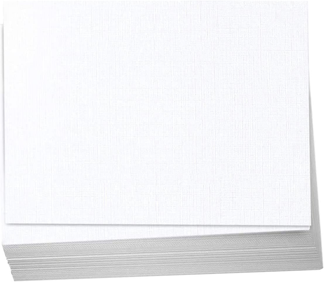 Hamilco 5X7 White Linen Cardstock Paper Blank Index Cards Card Stock 80Lb Cover - 50 Pack image number 1