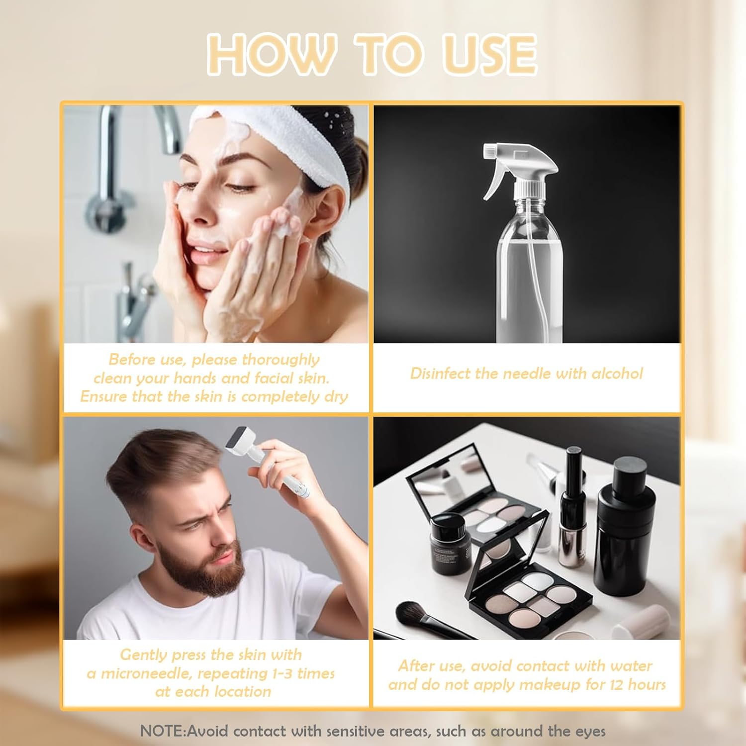 Waytiffer Derma Stamp Adjustable Microneedling Pen, Derma Roller, 140 Titanium Micro Needling Roller for Hair and Beard Growth, Skin Needling Device (White) image number 5