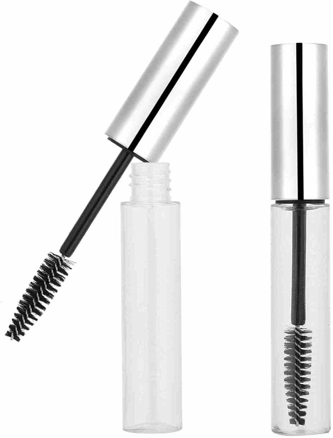 Xiuganpo 10Ml Empty Mascara Tube Durable Eyelash Wand Container for Makeup Artist Eco-Friendly Material (10Ml Bright Silver Cap) image number 2