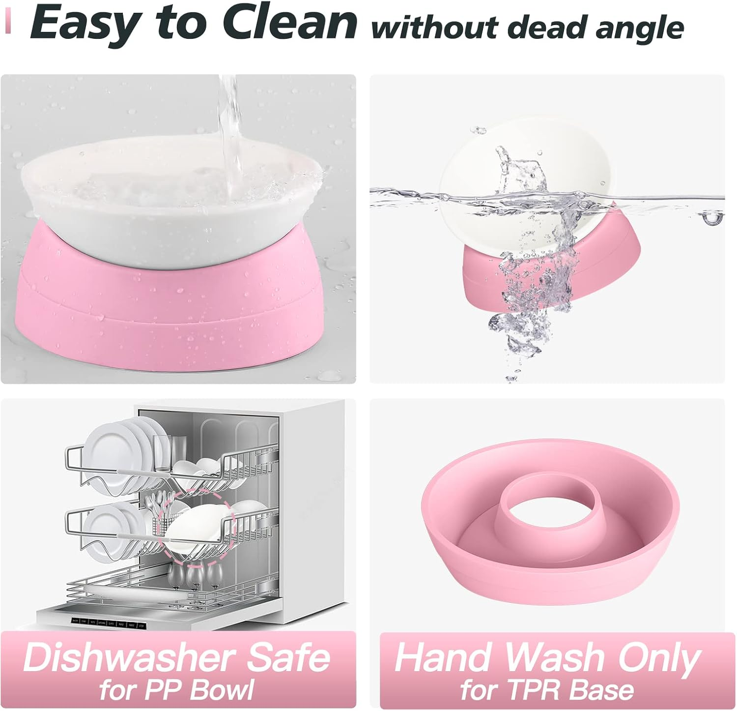 Hi, Ravitat Cat Bowls Elevated Cat Food Bowl Adjustable Cat Dish Anti-Slip and Anti-Noise Raised Cat Bowl Protecting Pet&rsquo;S Spine Thickened Plastic Bowl Suitable for Indoor Cats, 17 Oz - Light Blue  Pink  Black  Grey image number 7